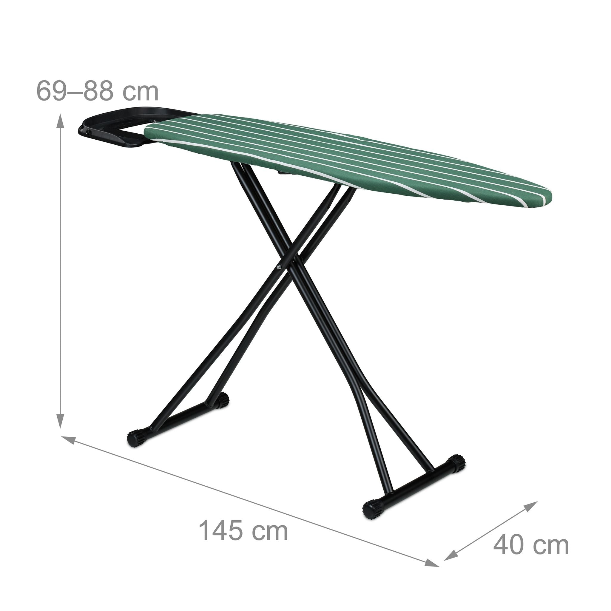 Bügelbrett 121 x 39cm Weiss-Dunkelgrün-Schwarz von Relaxdays