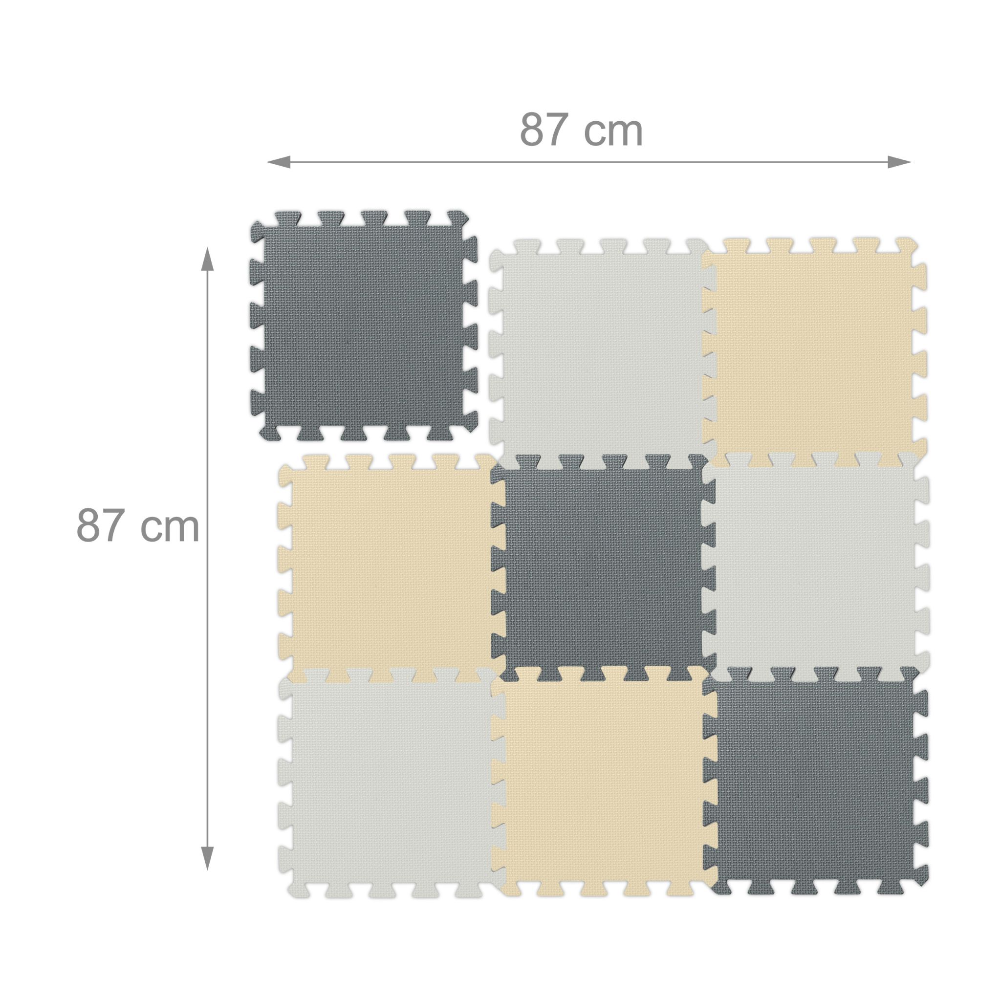 Puzzlematte 3-farbig Set Beige-Weiss-Grau von Relaxdays