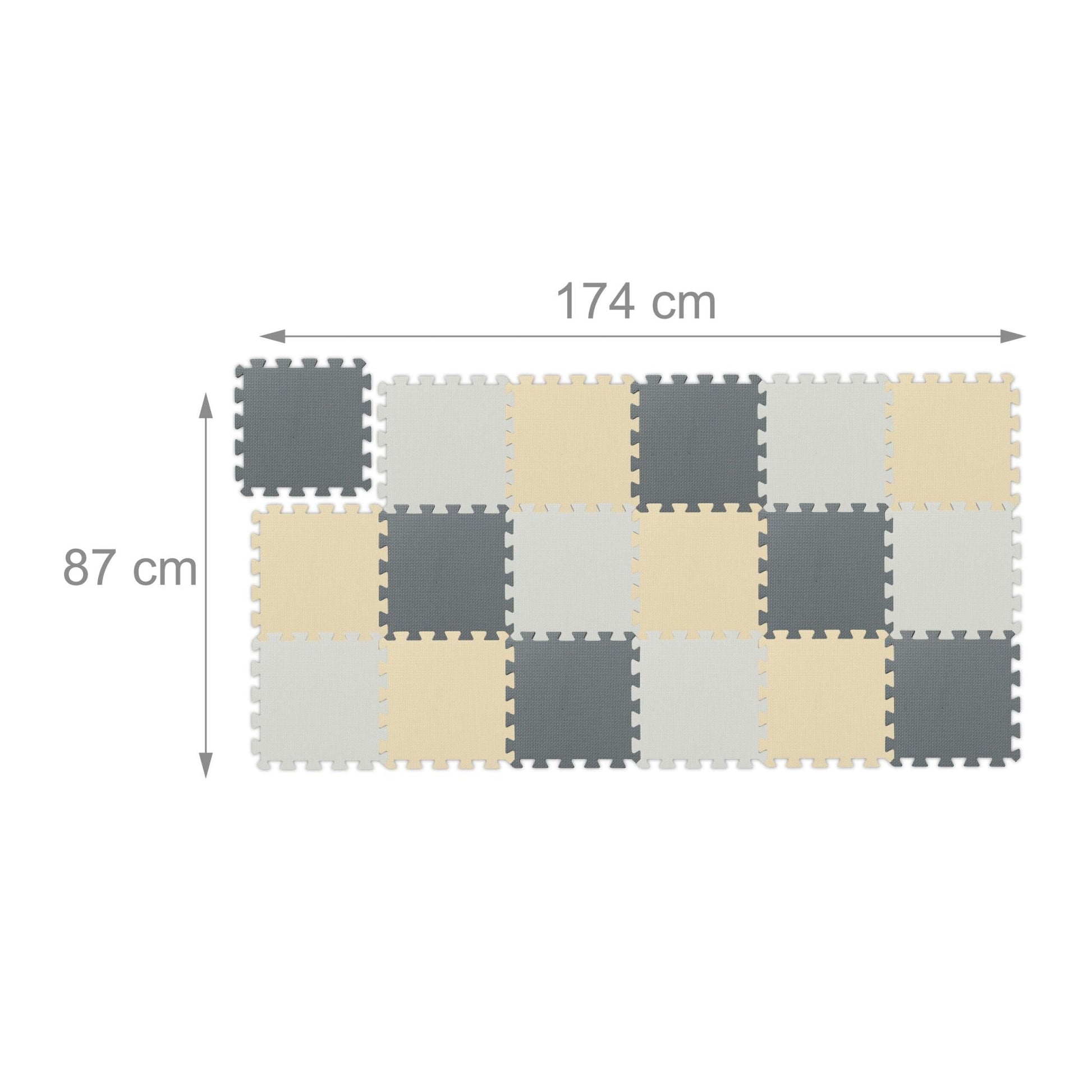 Puzzlematte 3-farbig Set Beige-Weiss-Grau von Relaxdays
