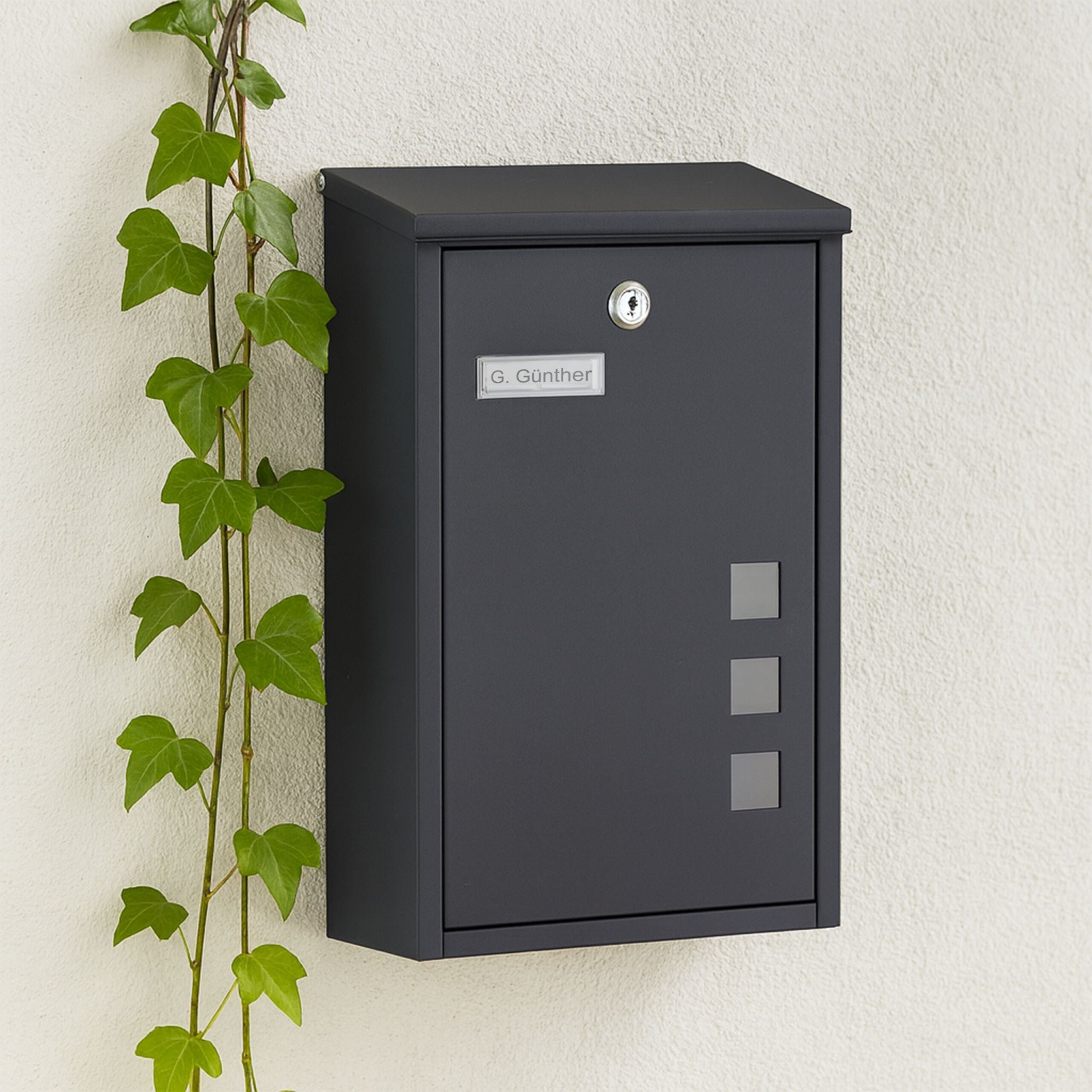 Briefkasten Hochformat Anthrazit-Silber-Transparent von Relaxdays