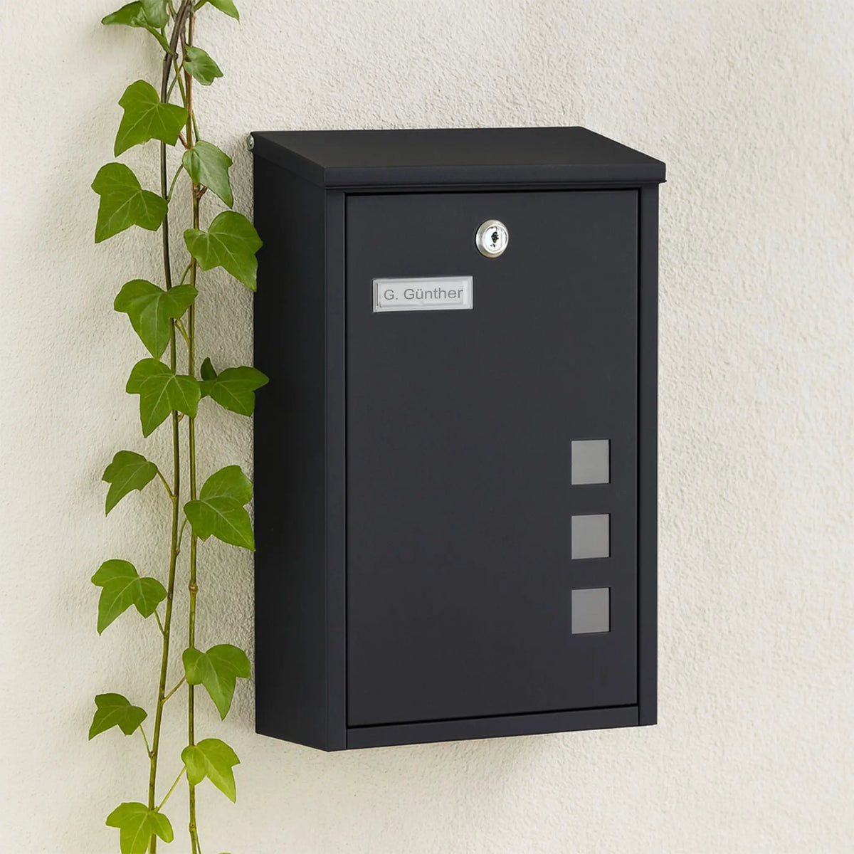 Briefkasten Hochformat Schwarz-Silber-Transparent von Relaxdays
