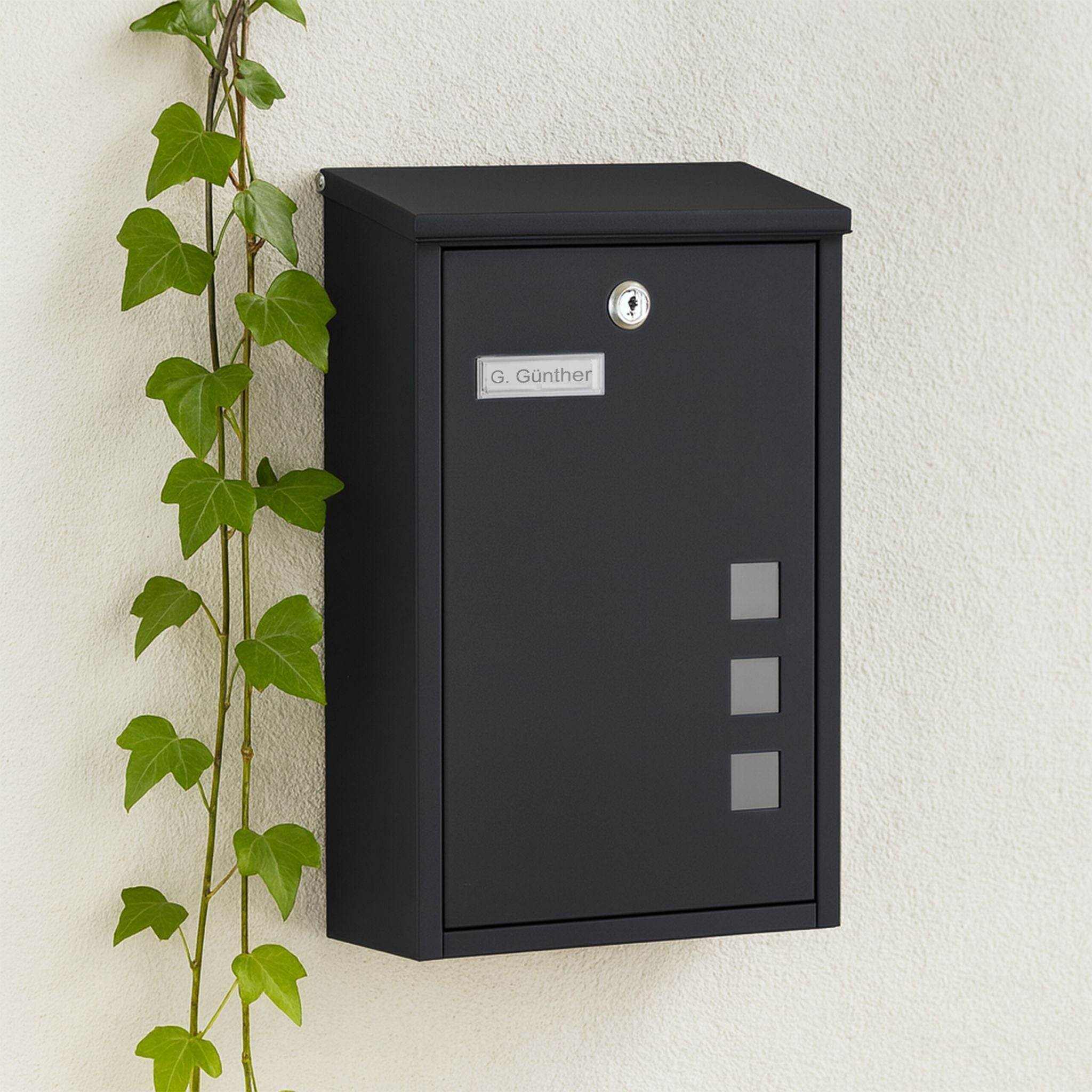 Briefkasten Hochformat Schwarz-Silber-Transparent von Relaxdays