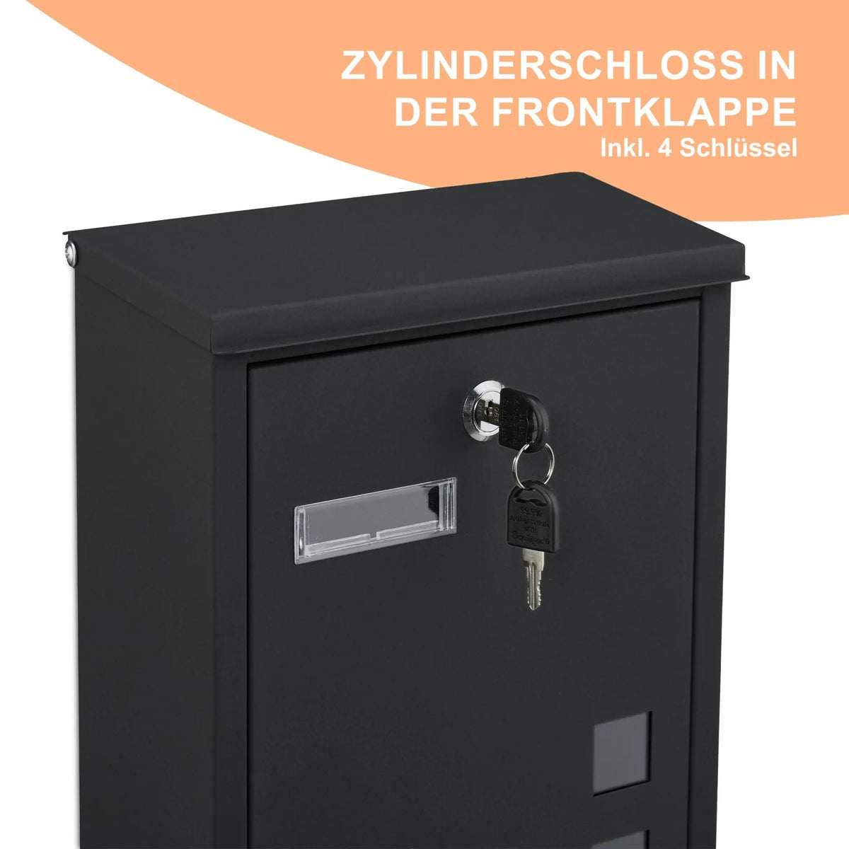 Briefkasten Hochformat Schwarz-Silber-Transparent von Relaxdays