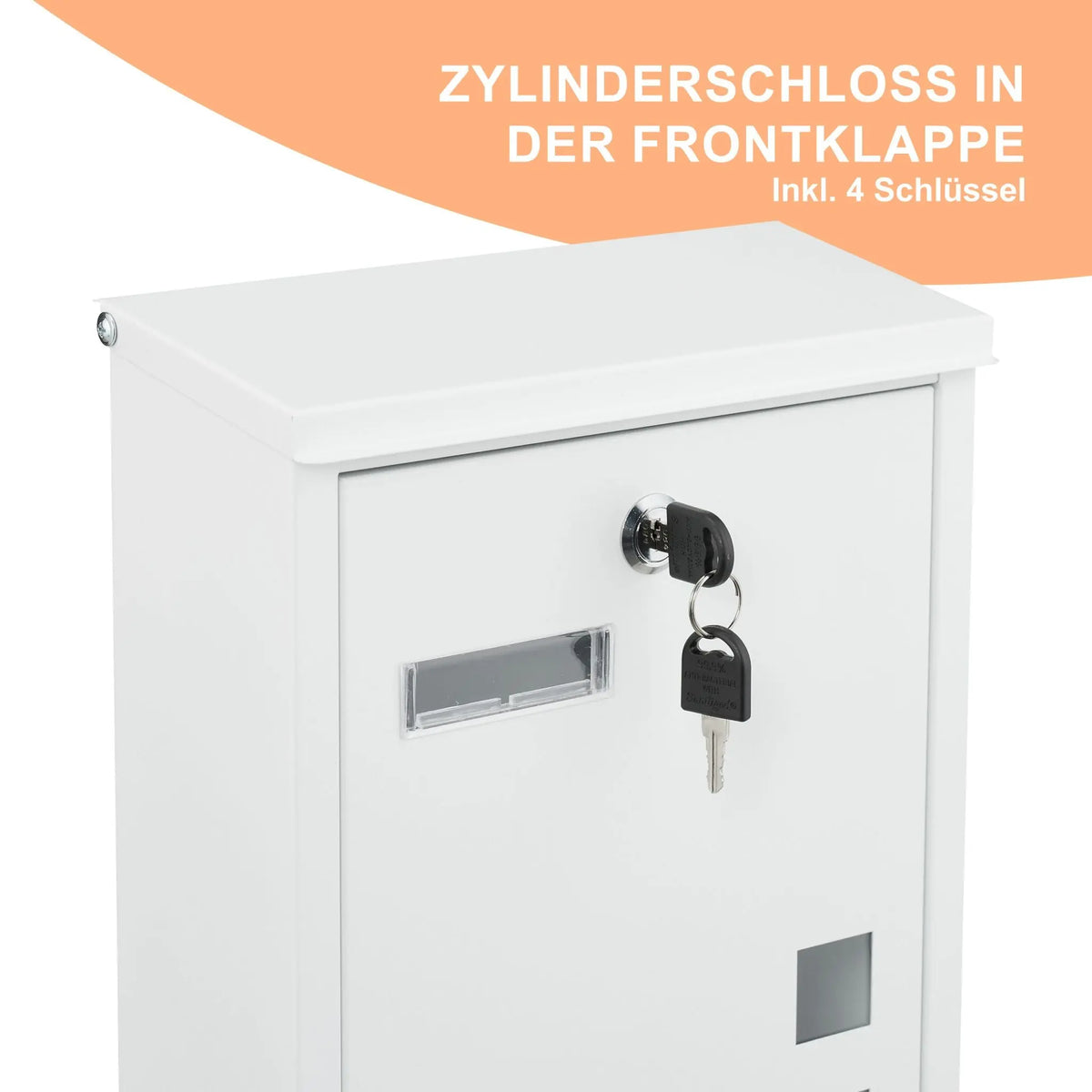 Briefkasten Hochformat Weiss-Silber-Transparent von Relaxdays