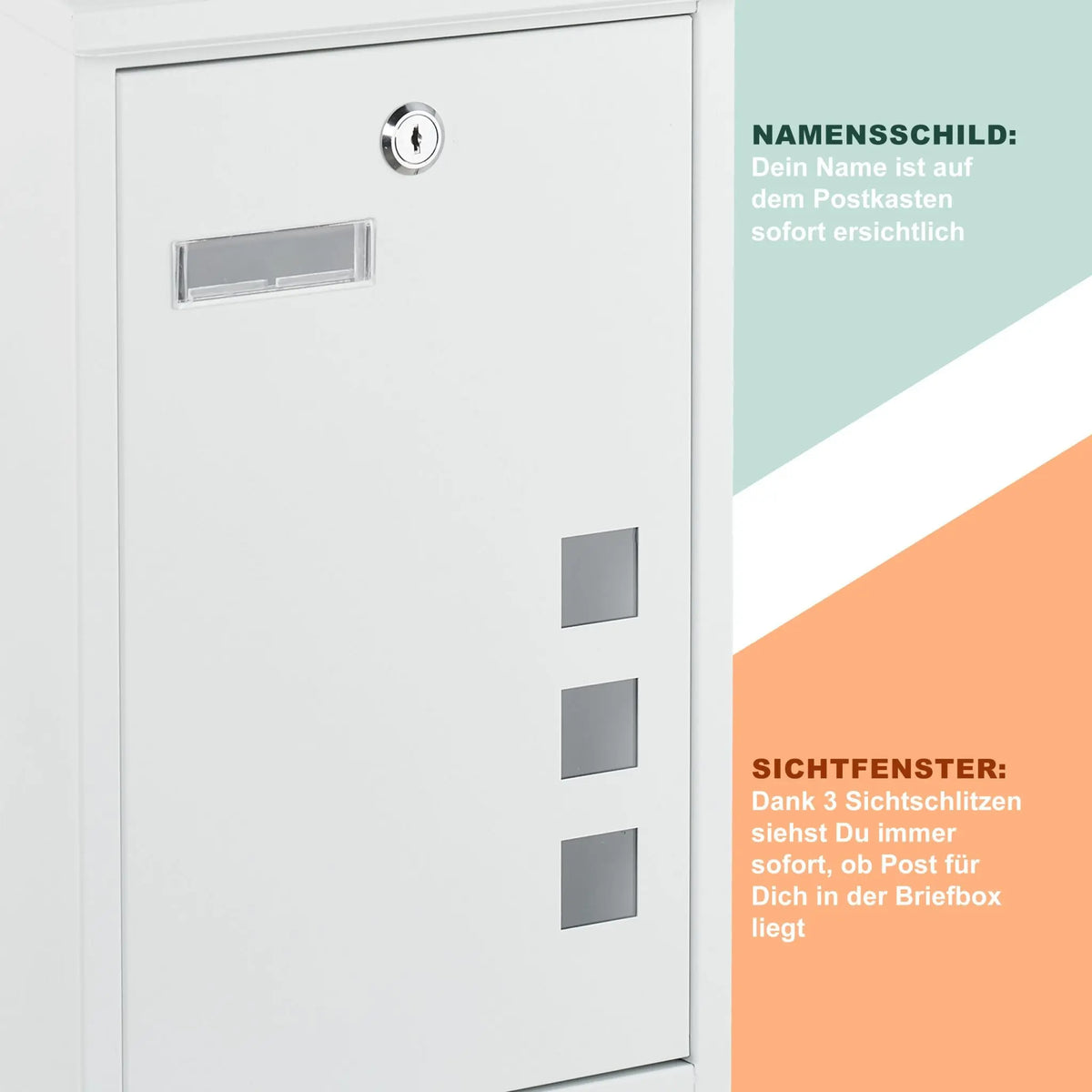 Briefkasten Hochformat Weiss-Silber-Transparent von Relaxdays