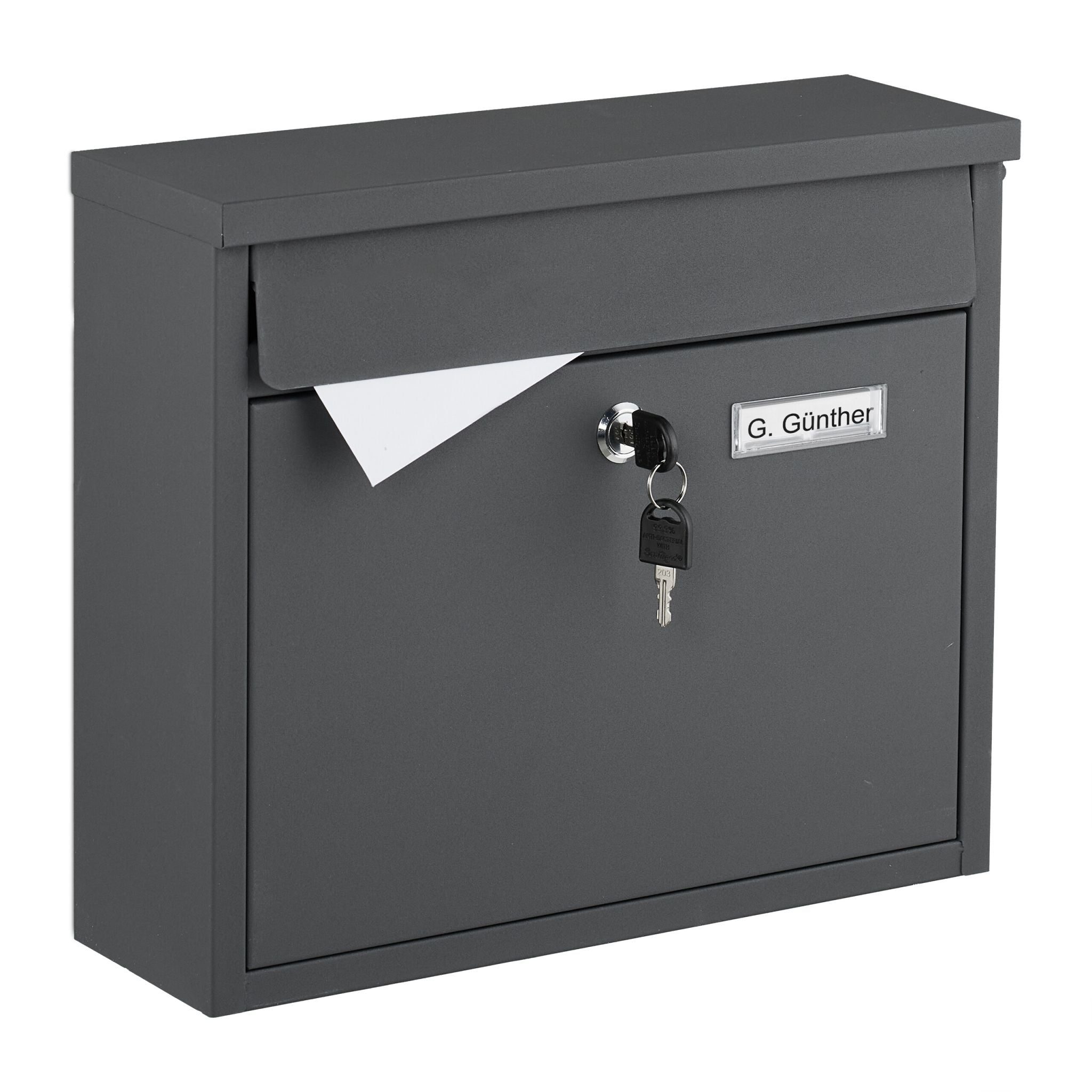 Briefkasten kompakt Anthrazit-Silber-Transparent von Relaxdays
