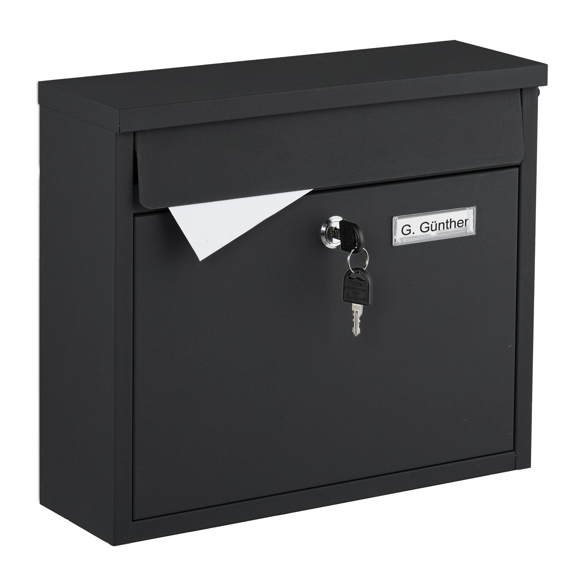Briefkasten kompakt Schwarz-Silber-Transparent von Relaxdays