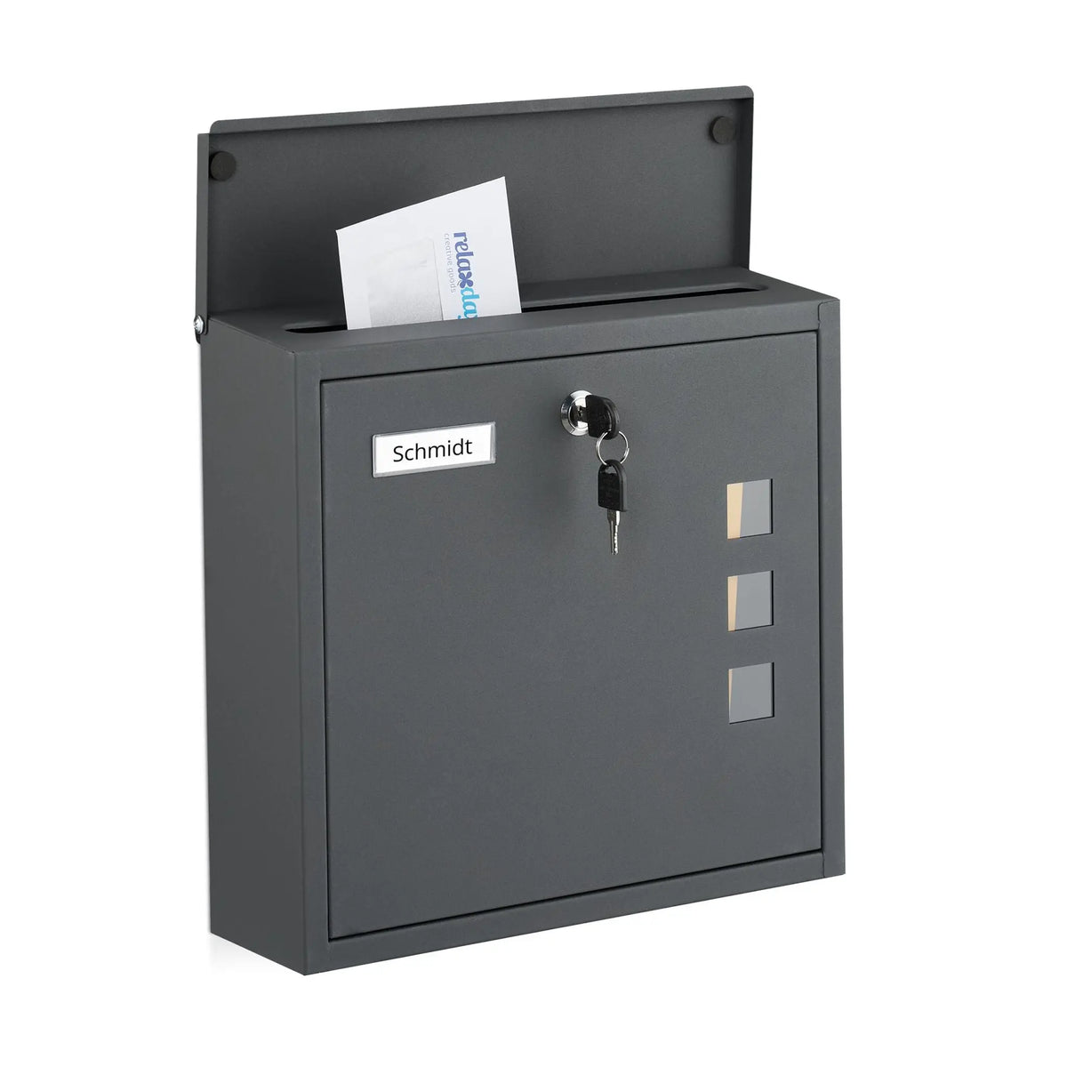 Briefkasten mit Sichtfenster Anthrazit-Silber-Transparent von Relaxdays
