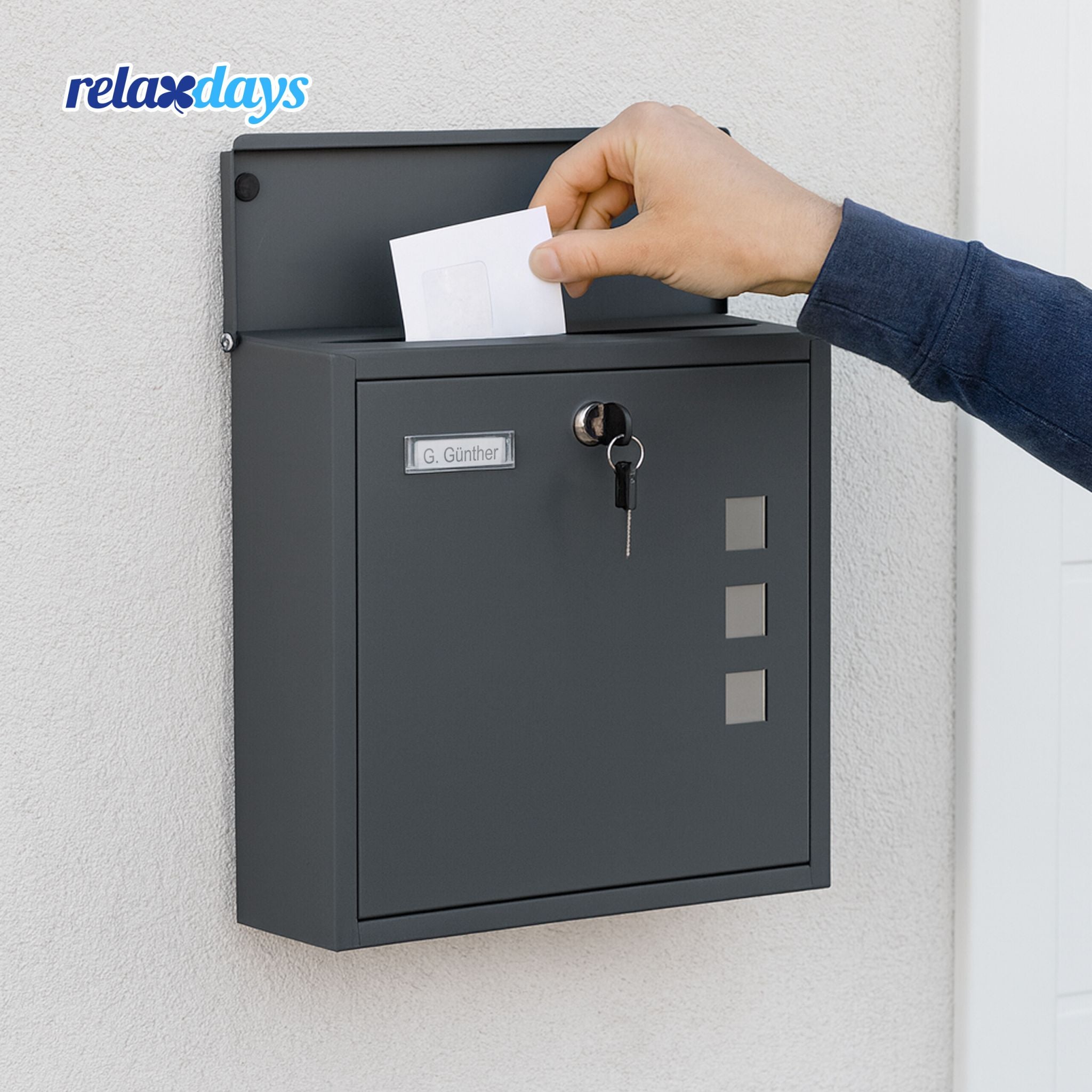 Briefkasten mit Sichtfenster Anthrazit-Silber-Transparent von Relaxdays