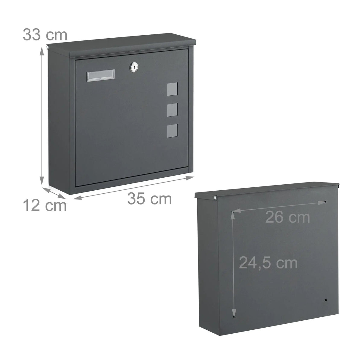 Briefkasten mit Sichtfenster Anthrazit-Silber-Transparent von Relaxdays