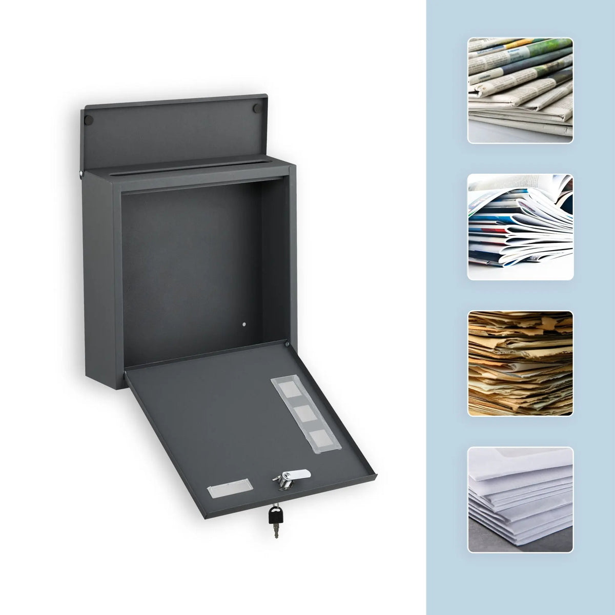 Briefkasten mit Sichtfenster Anthrazit-Silber-Transparent von Relaxdays