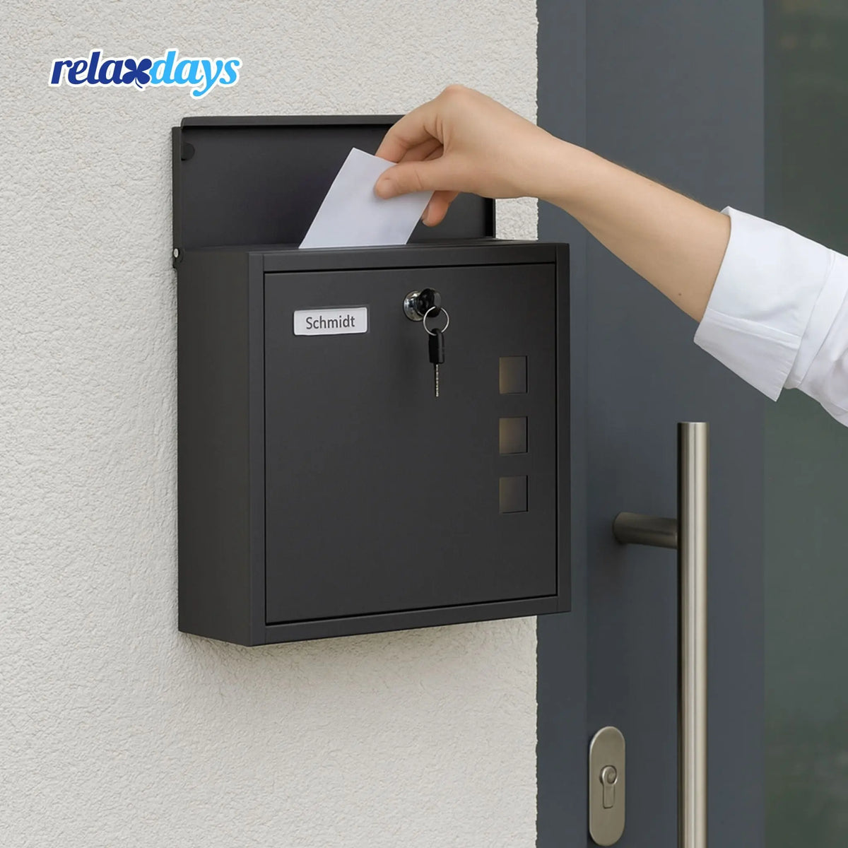 Briefkasten mit Sichtfenster Schwarz-Silber-Transparent von Relaxdays