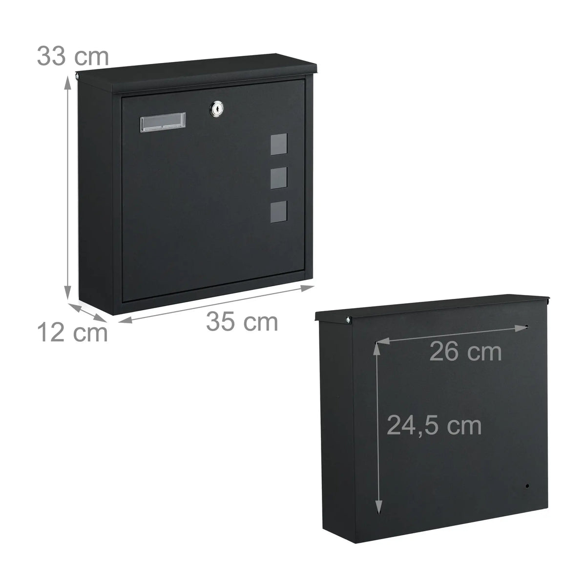Briefkasten mit Sichtfenster Schwarz-Silber-Transparent von Relaxdays