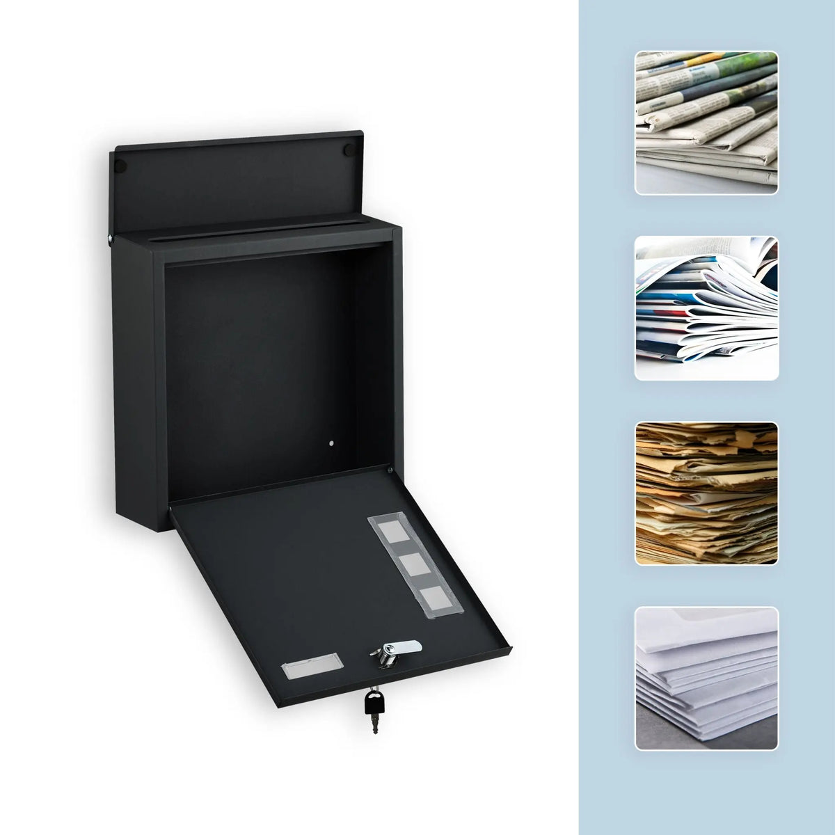 Briefkasten mit Sichtfenster Schwarz-Silber-Transparent von Relaxdays