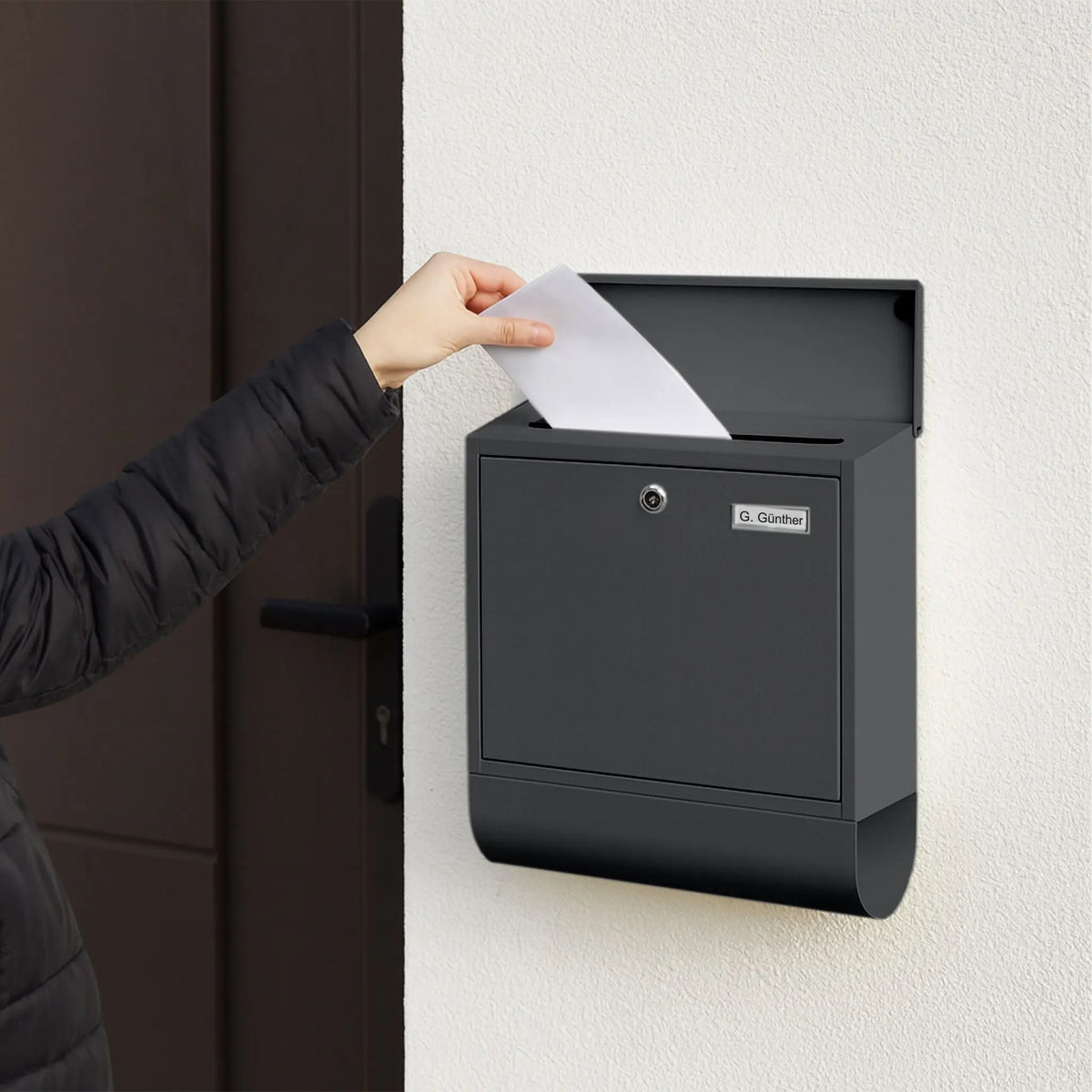 Briefkasten mit Zeitungsfach Anthrazit von Relaxdays