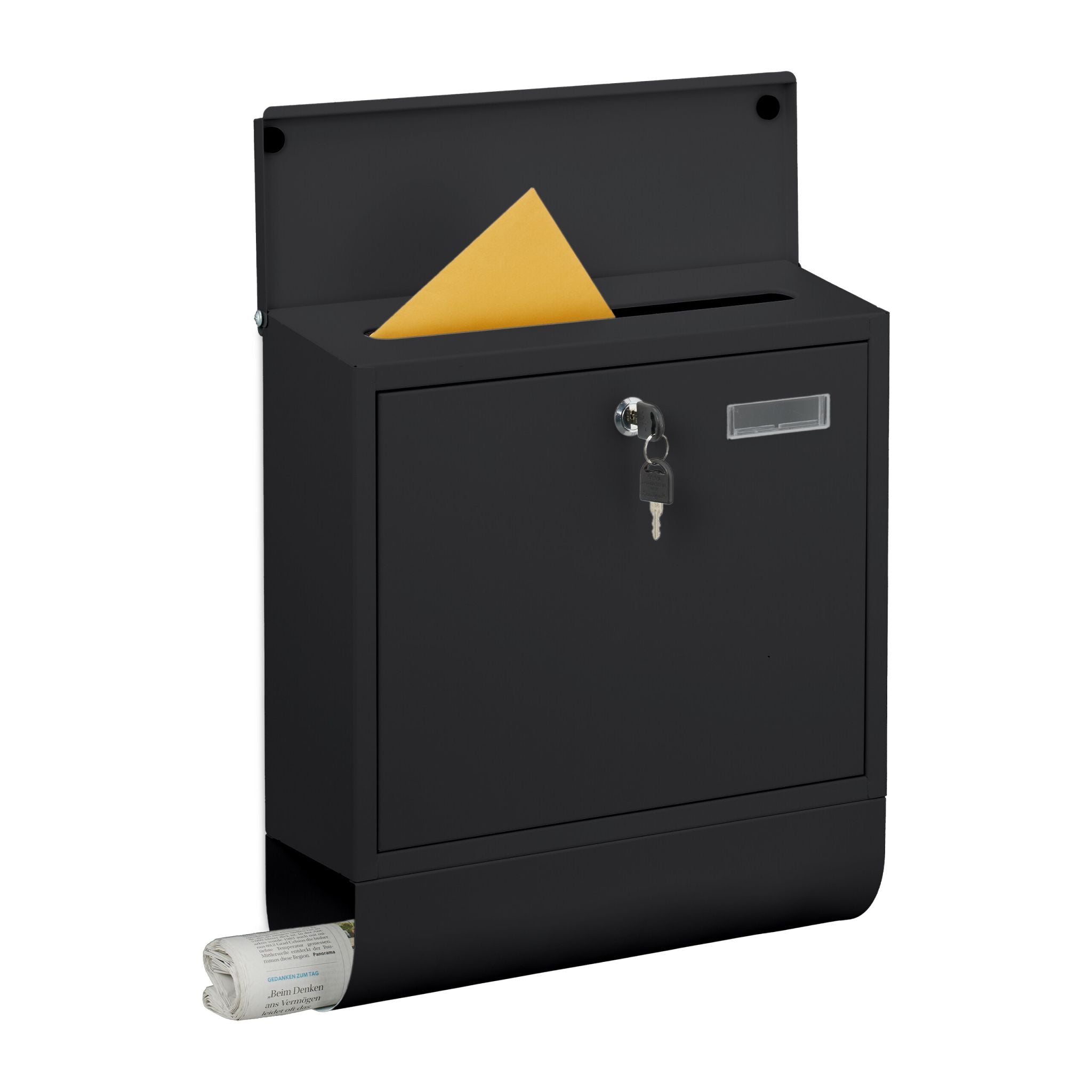 Briefkasten mit Zeitungsfach Schwarz von Relaxdays