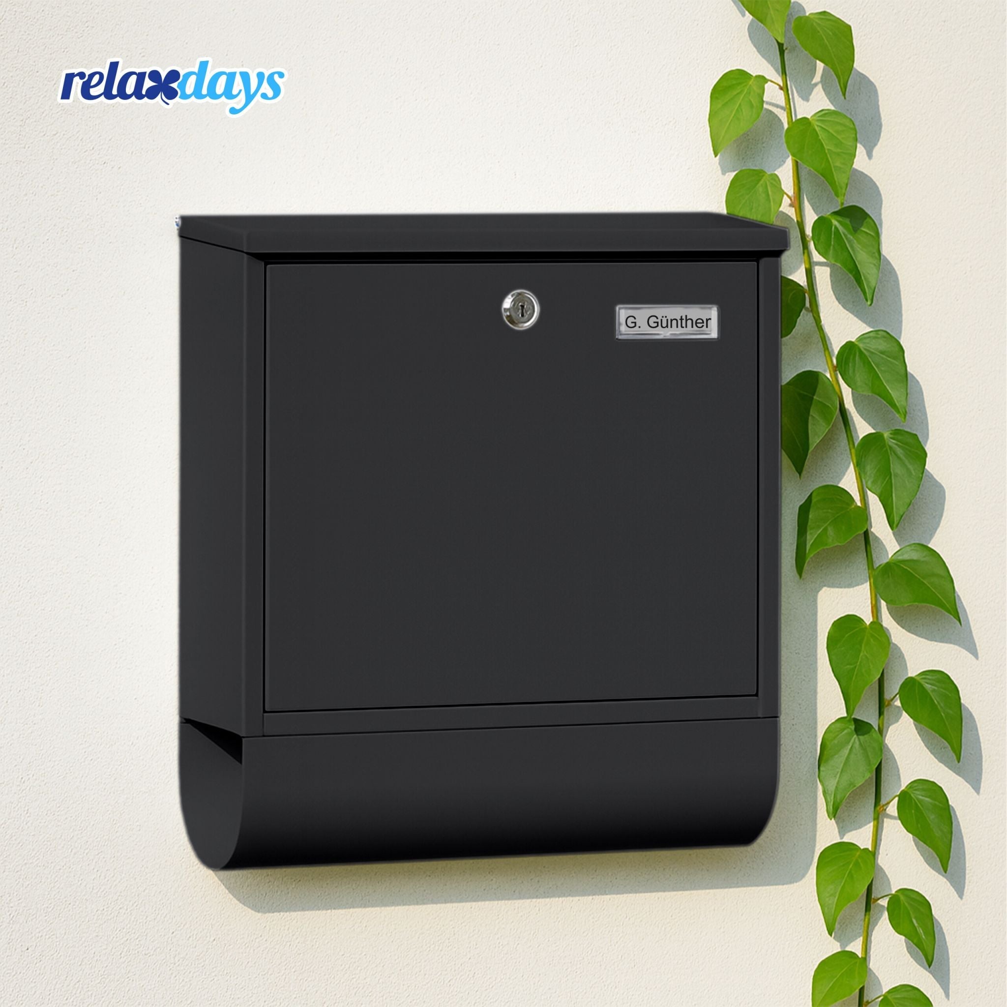 Briefkasten mit Zeitungsfach Schwarz von Relaxdays