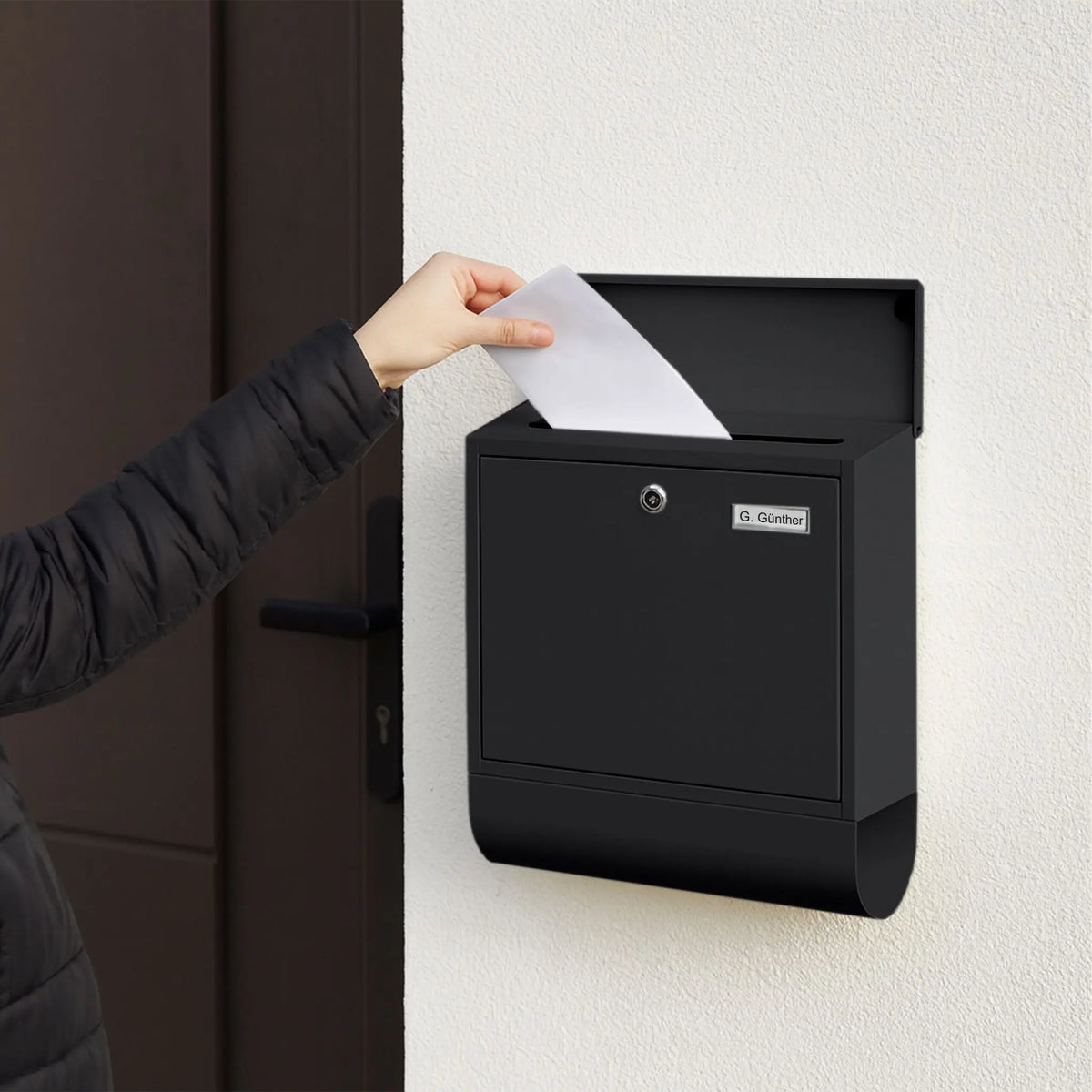 Briefkasten mit Zeitungsfach Schwarz von Relaxdays