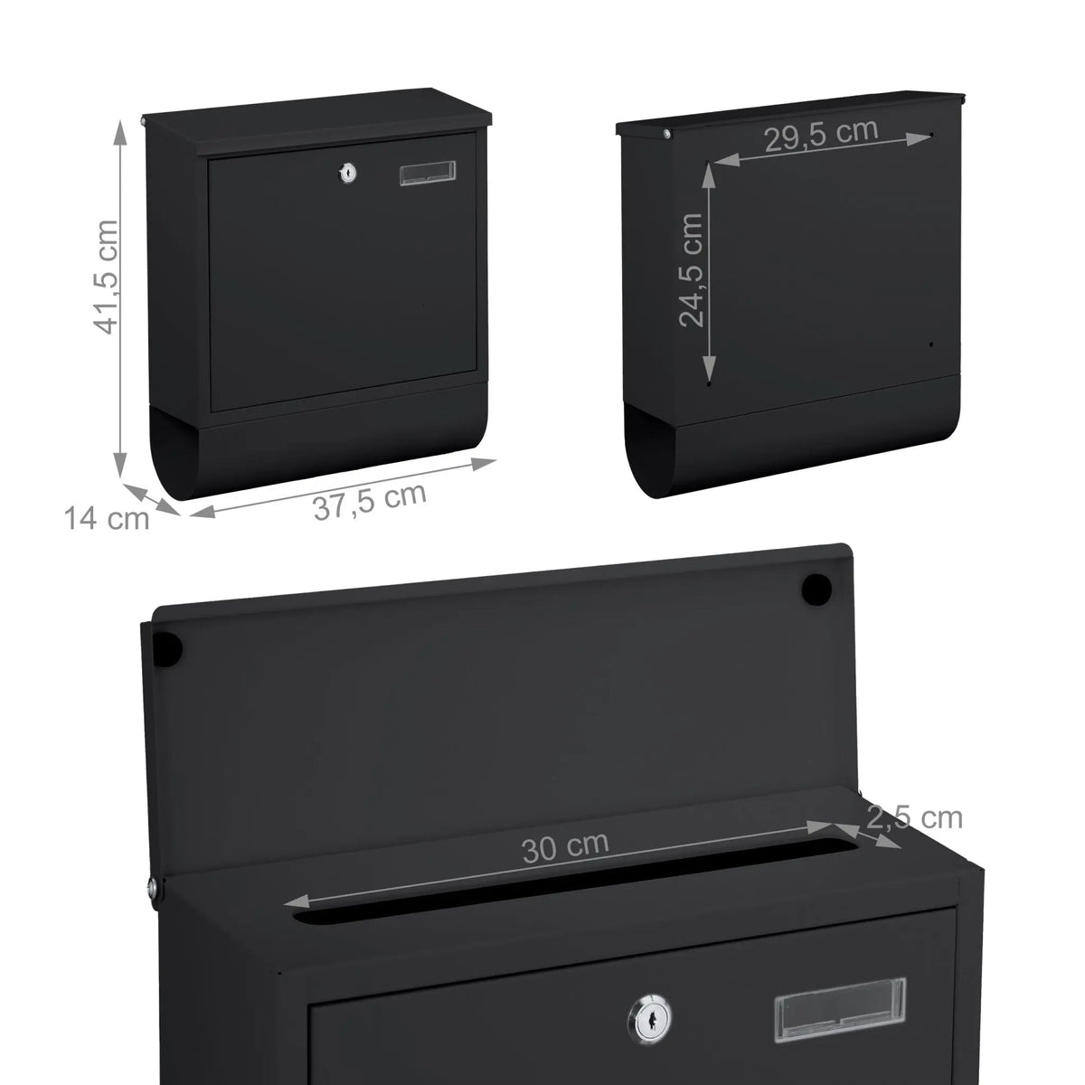 Briefkasten mit Zeitungsfach Schwarz von Relaxdays