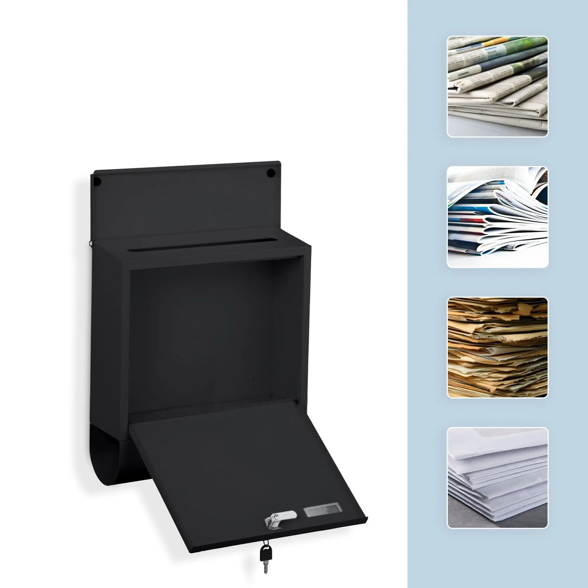 Briefkasten mit Zeitungsfach Schwarz von Relaxdays