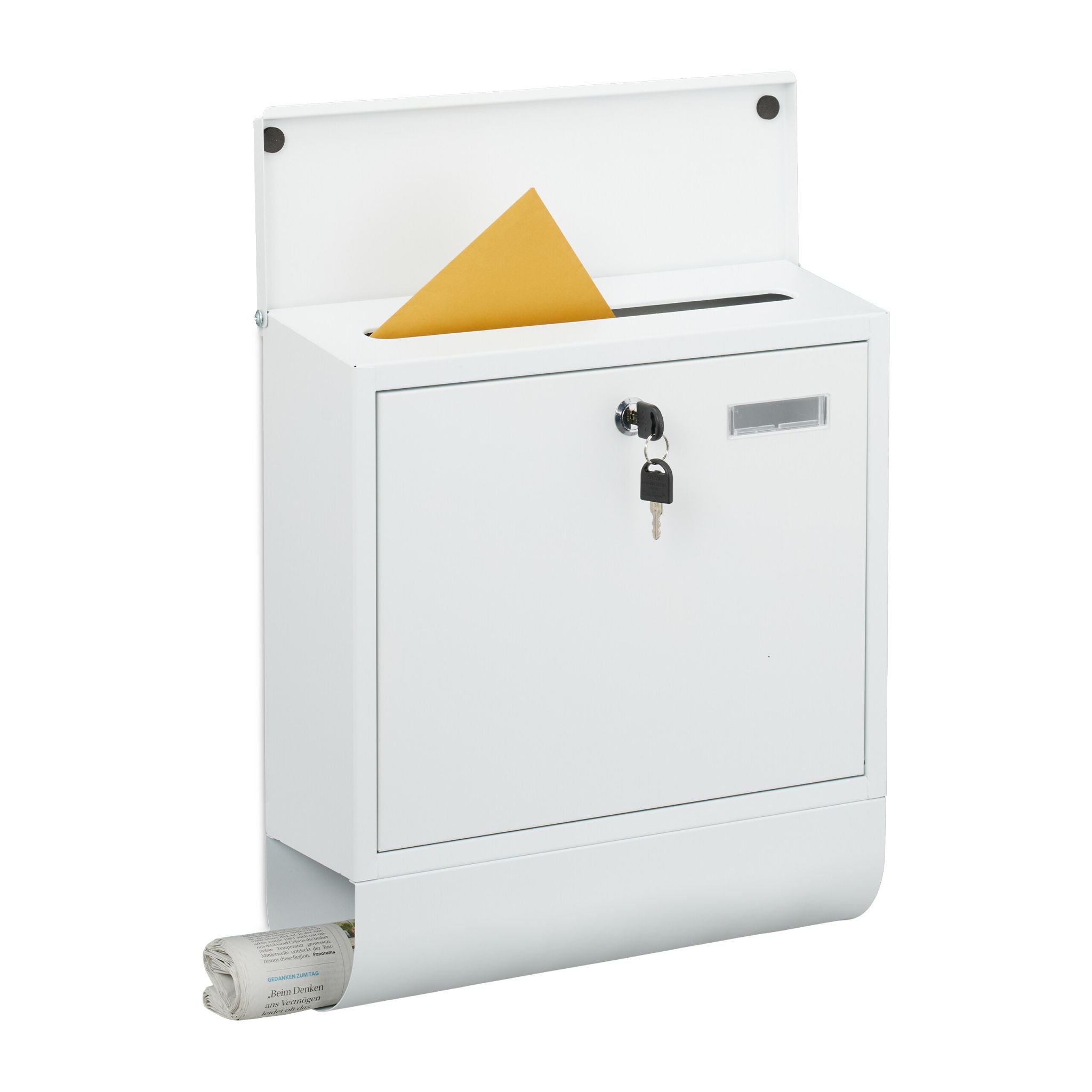 Briefkasten mit Zeitungsfach Weiss von Relaxdays