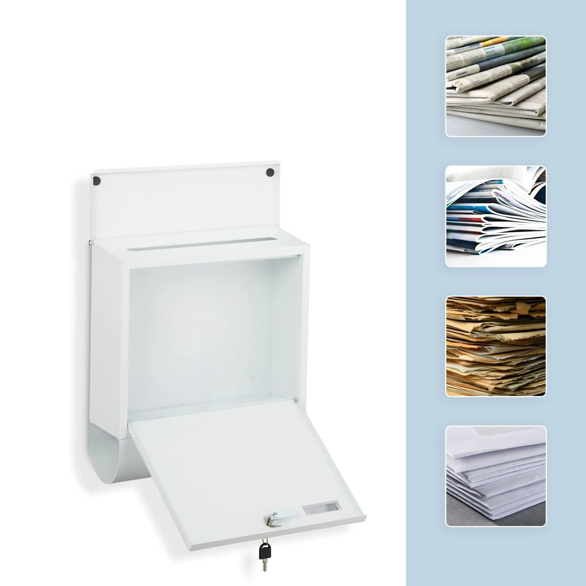 Briefkasten mit Zeitungsfach Weiss von Relaxdays