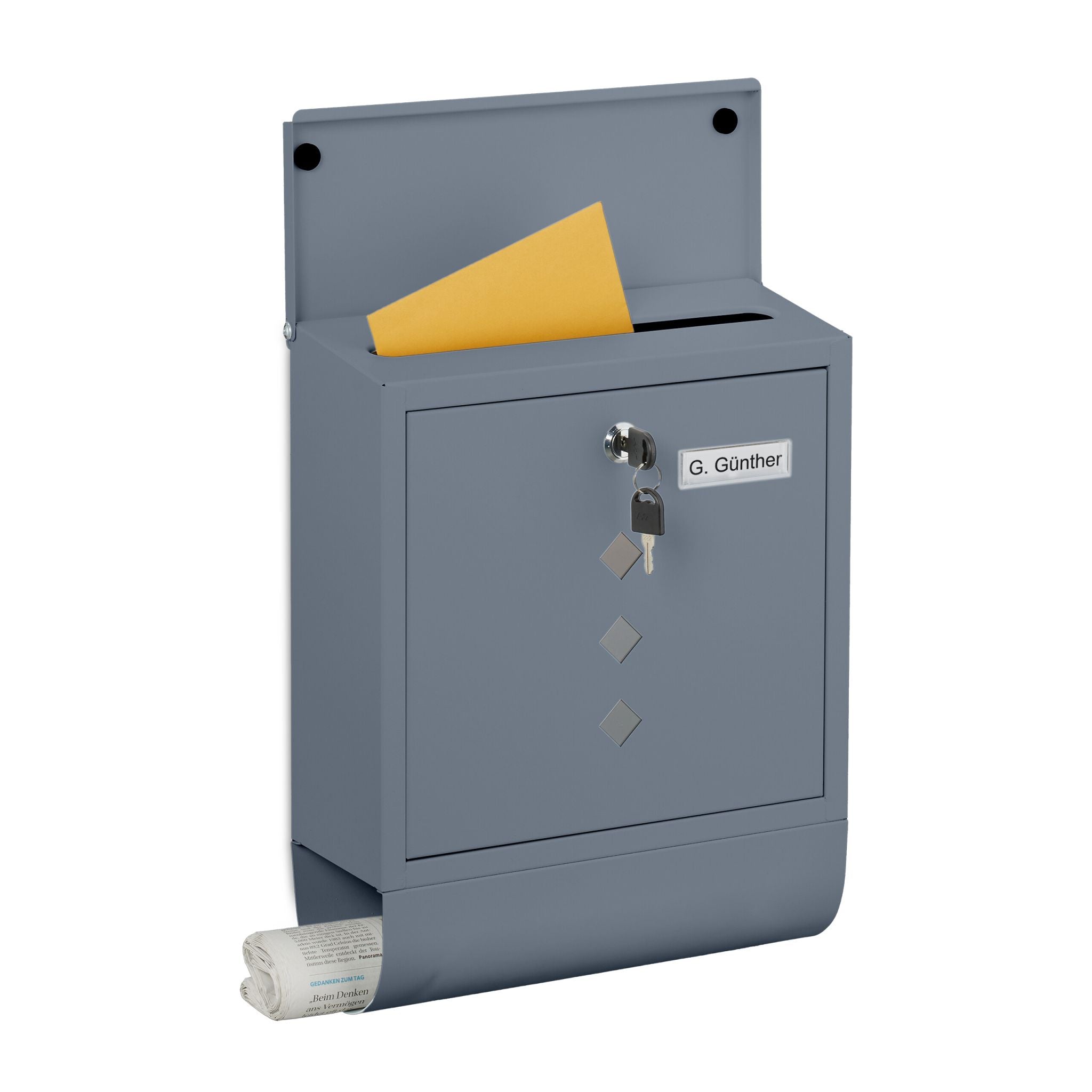 Briefkasten mit Zeitungsfach Anthrazit von Relaxdays