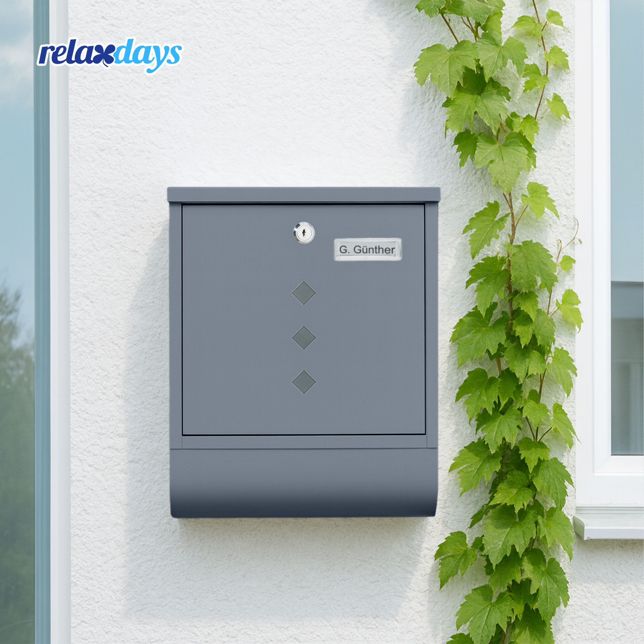 Briefkasten mit Zeitungsfach Anthrazit von Relaxdays