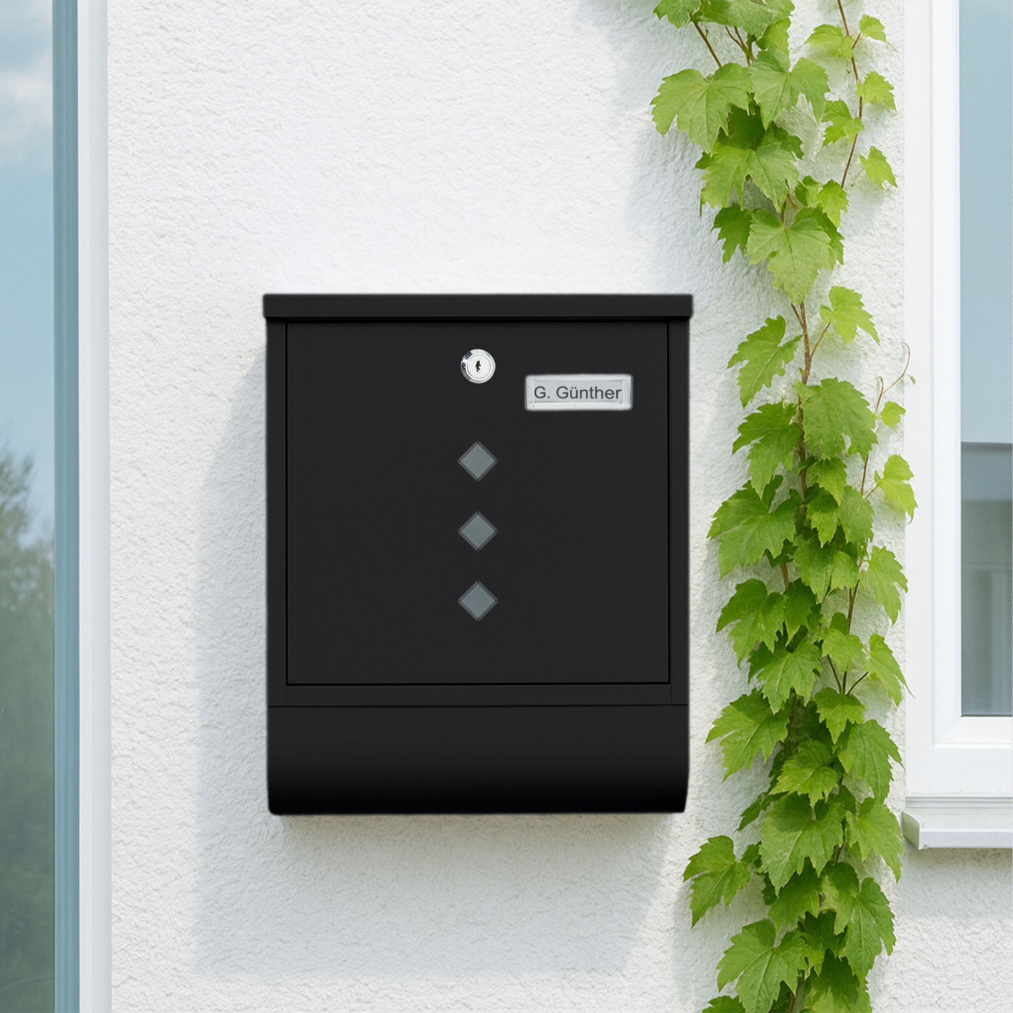 Briefkasten mit Zeitungsfach Schwarz von Relaxdays