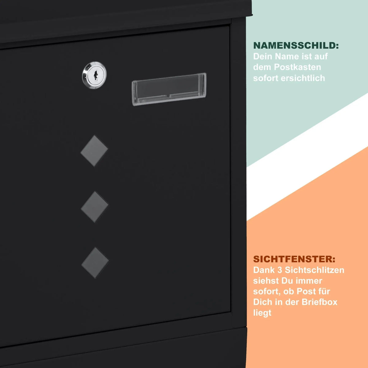 Briefkasten mit Zeitungsfach Schwarz von Relaxdays