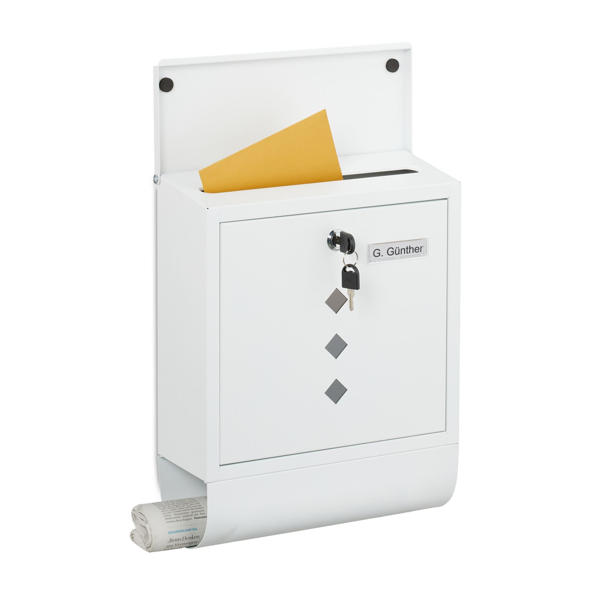 Briefkasten mit Zeitungsfach Weiss von Relaxdays