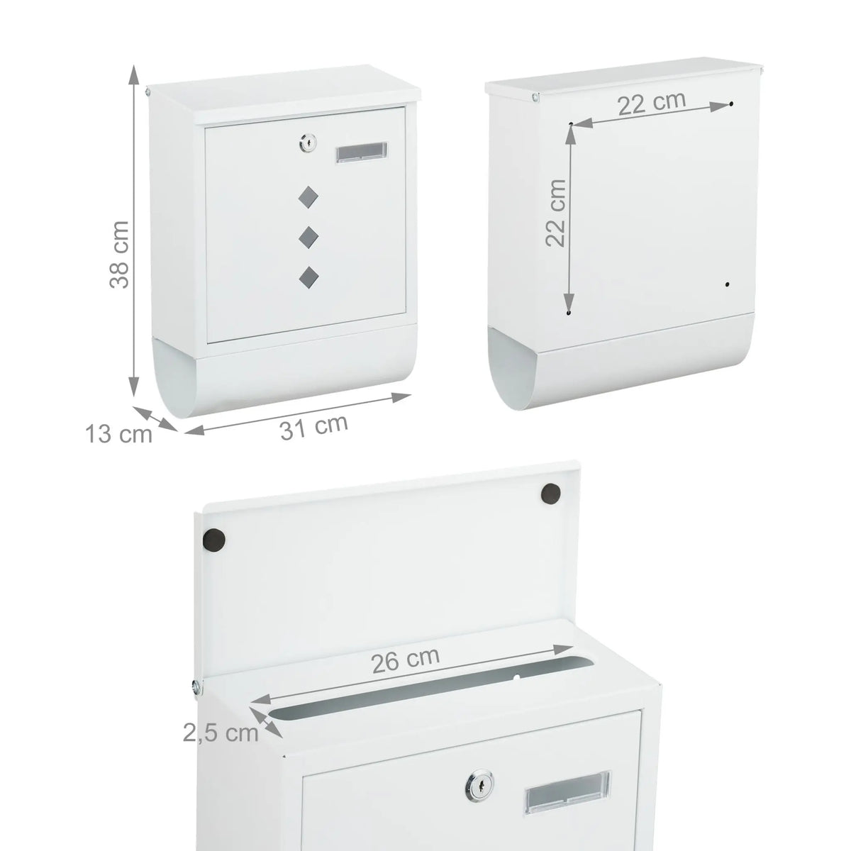 Briefkasten mit Zeitungsfach Weiss von Relaxdays