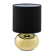 Tischlampe Metall & Stoff Gold-Schwarz von Relaxdays