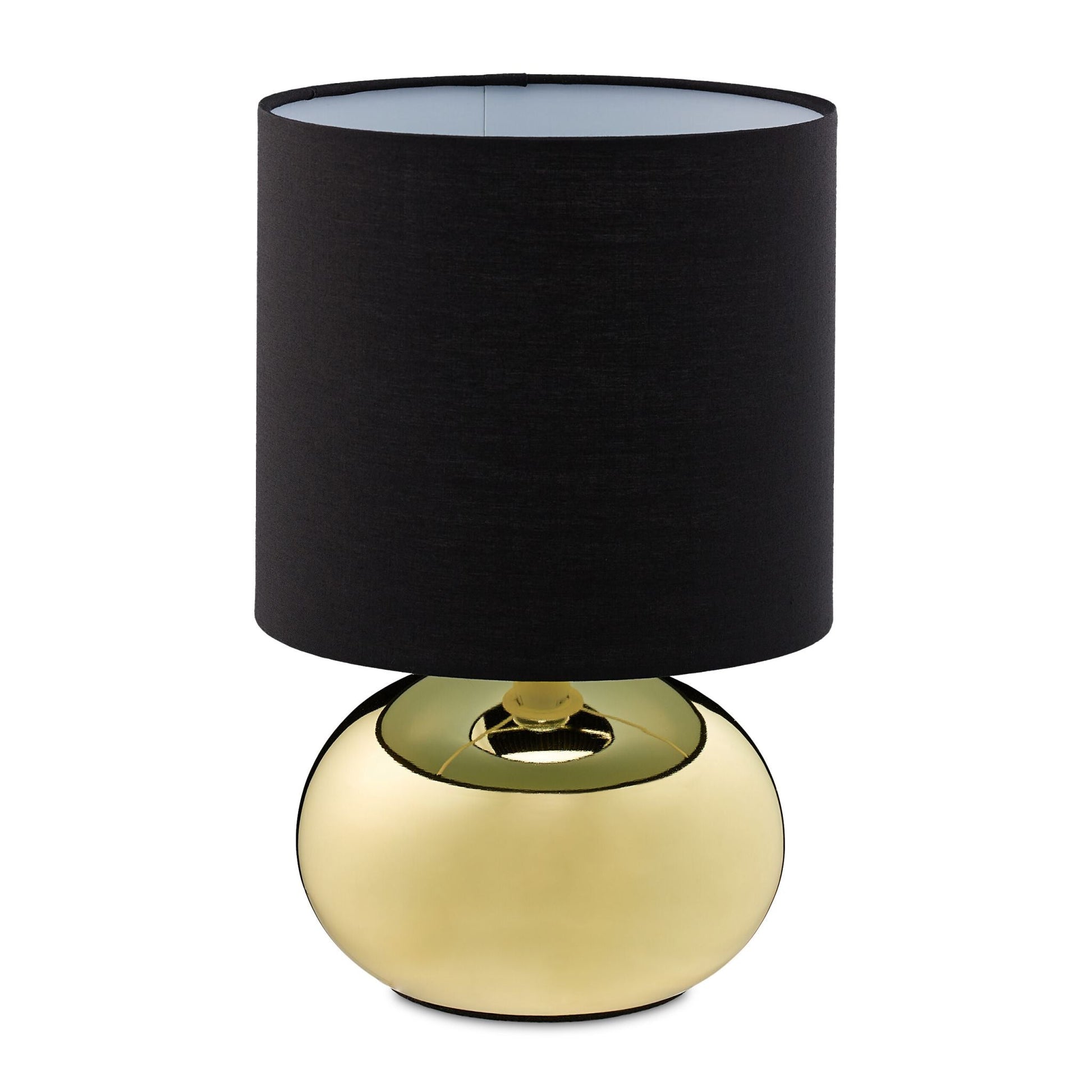 Tischlampe Metall & Stoff Gold-Schwarz von Relaxdays