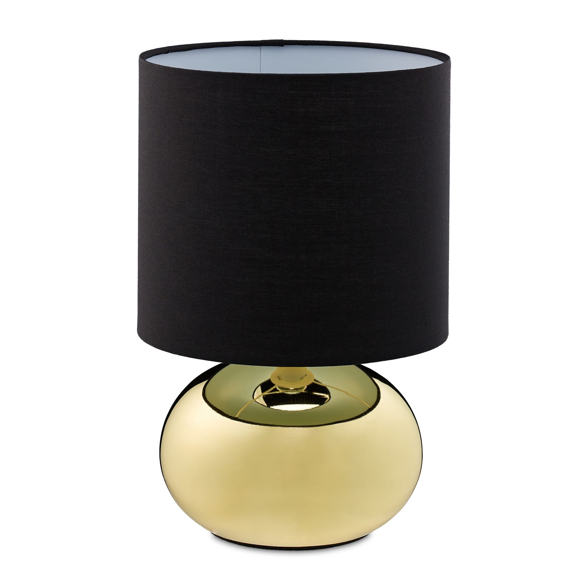 Tischlampe Metall & Stoff Gold-Schwarz von Relaxdays