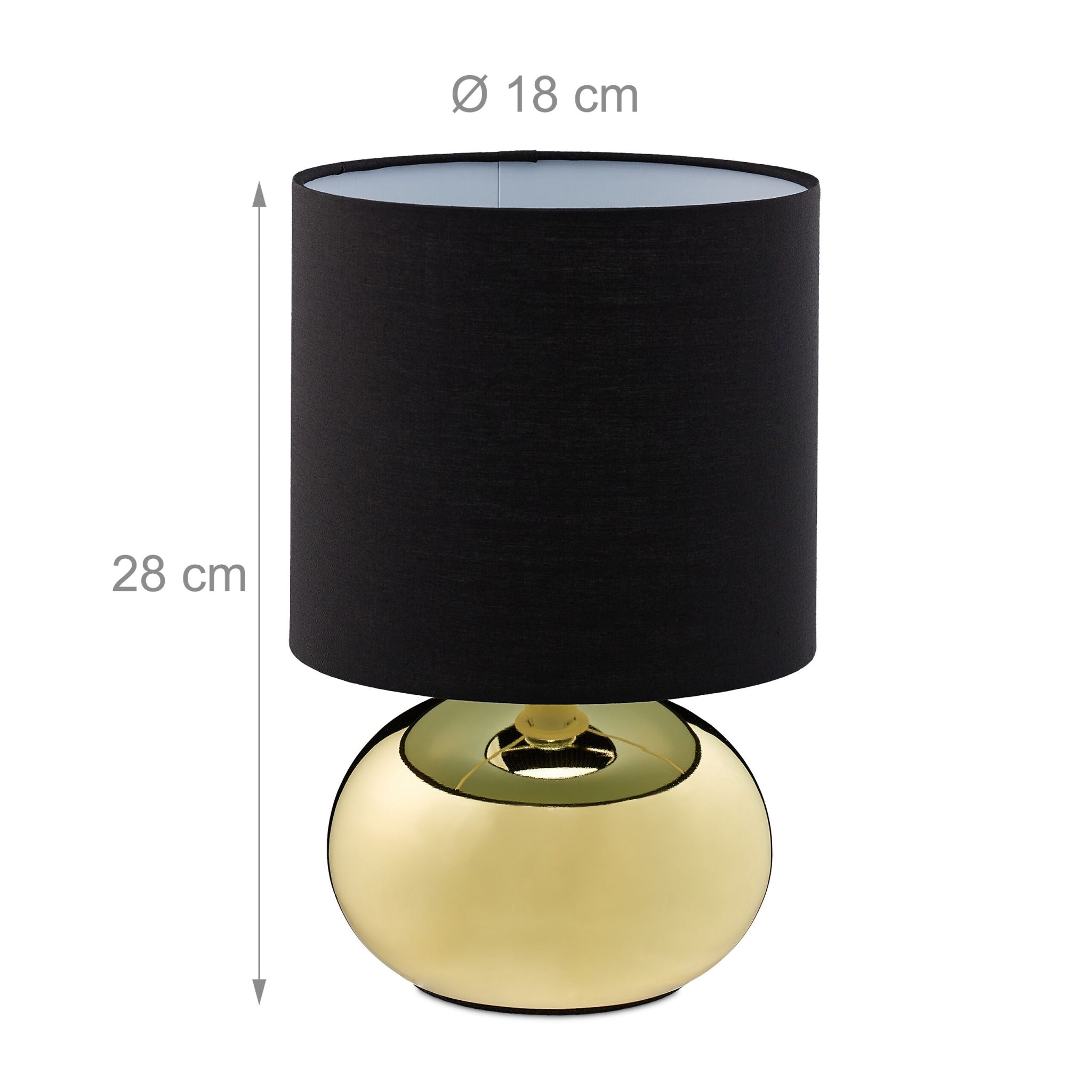 Tischlampe Metall & Stoff Gold-Schwarz von Relaxdays