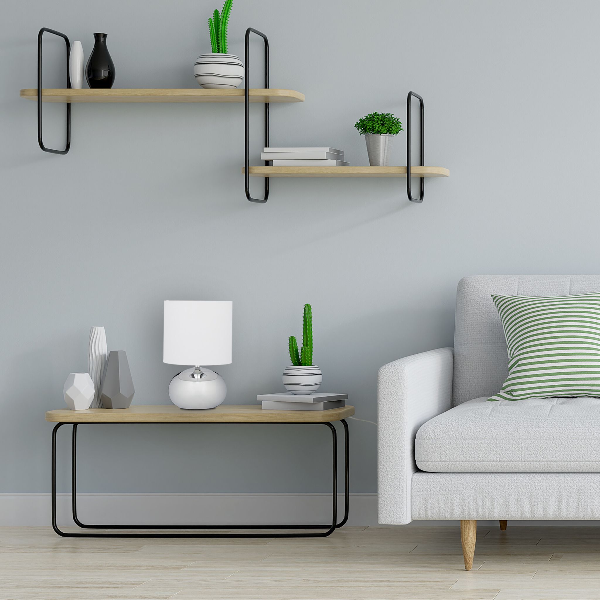 Tischlampe Metall & Stoff Gold-Schwarz von Relaxdays