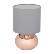 Tischlampe Metall & Stoff Kupfer-Grau von Relaxdays
