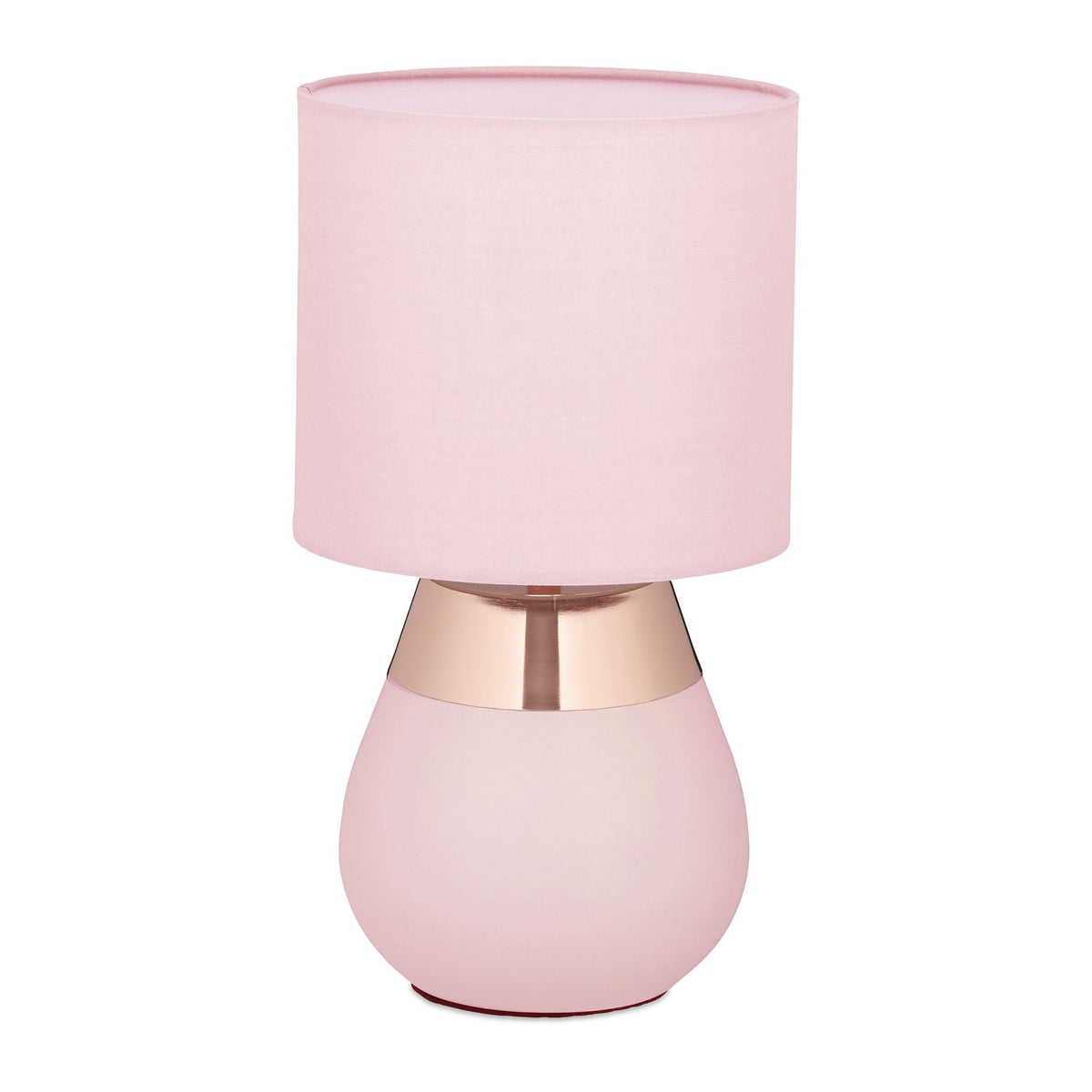 Tischlampe mit Stoffschirm Kupfer-Rosa von Relaxdays