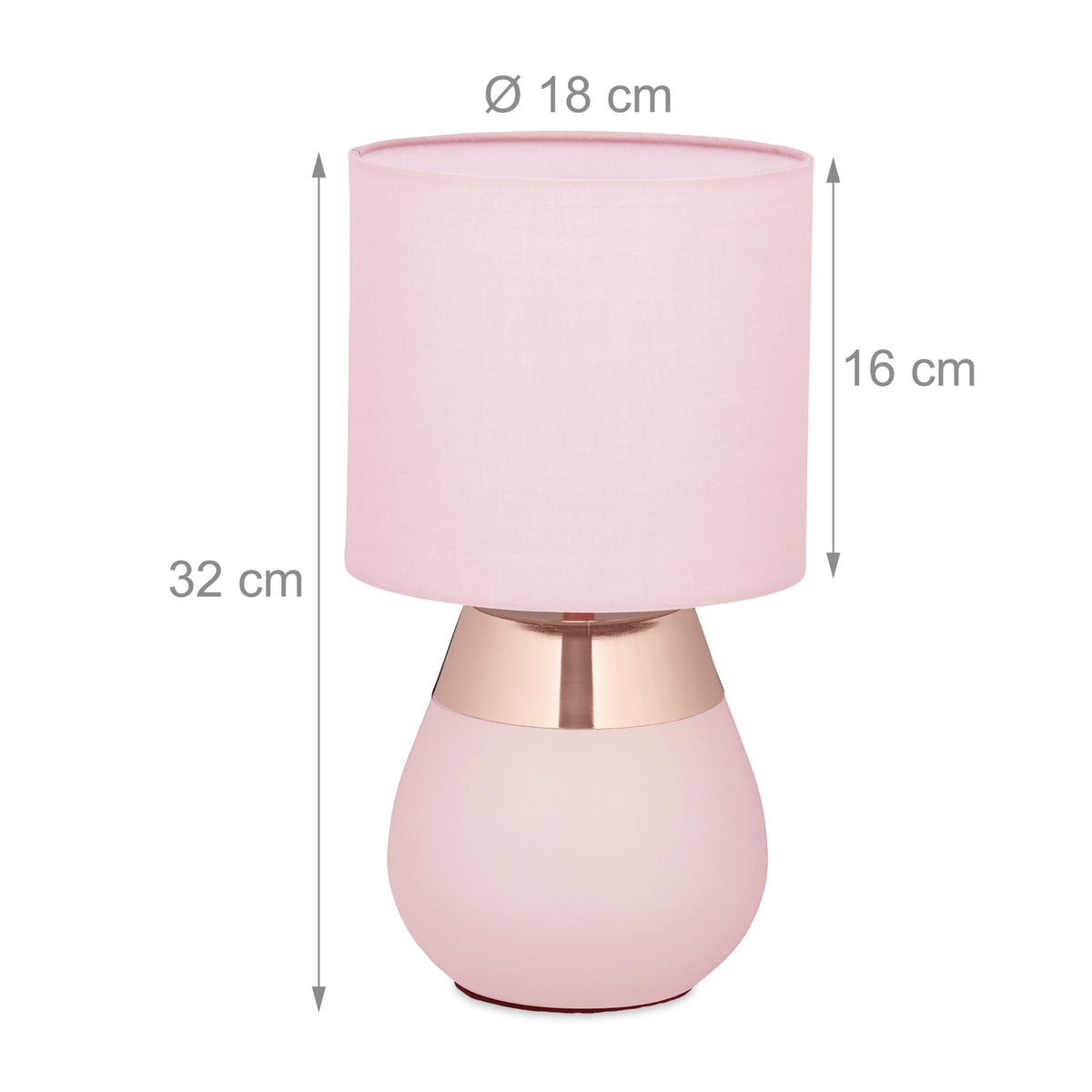Tischlampe mit Stoffschirm Kupfer-Rosa von Relaxdays