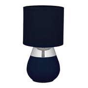 Tischlampe mit Stoffschirm Dunkelblau-Silber von Relaxdays