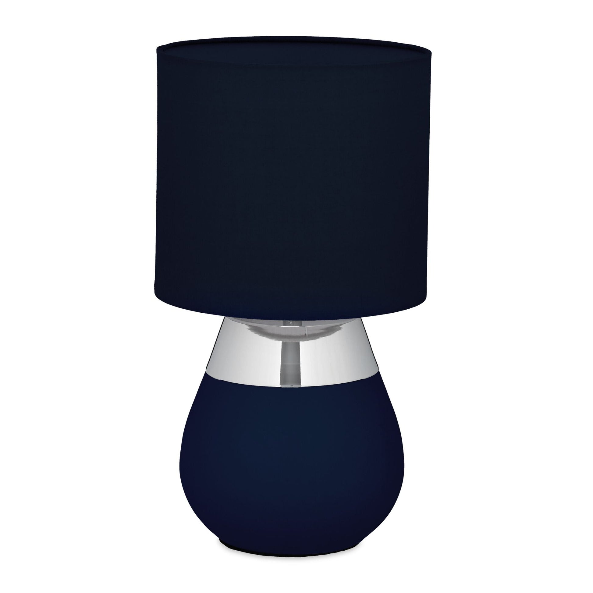 Tischlampe mit Stoffschirm Dunkelblau-Silber von Relaxdays
