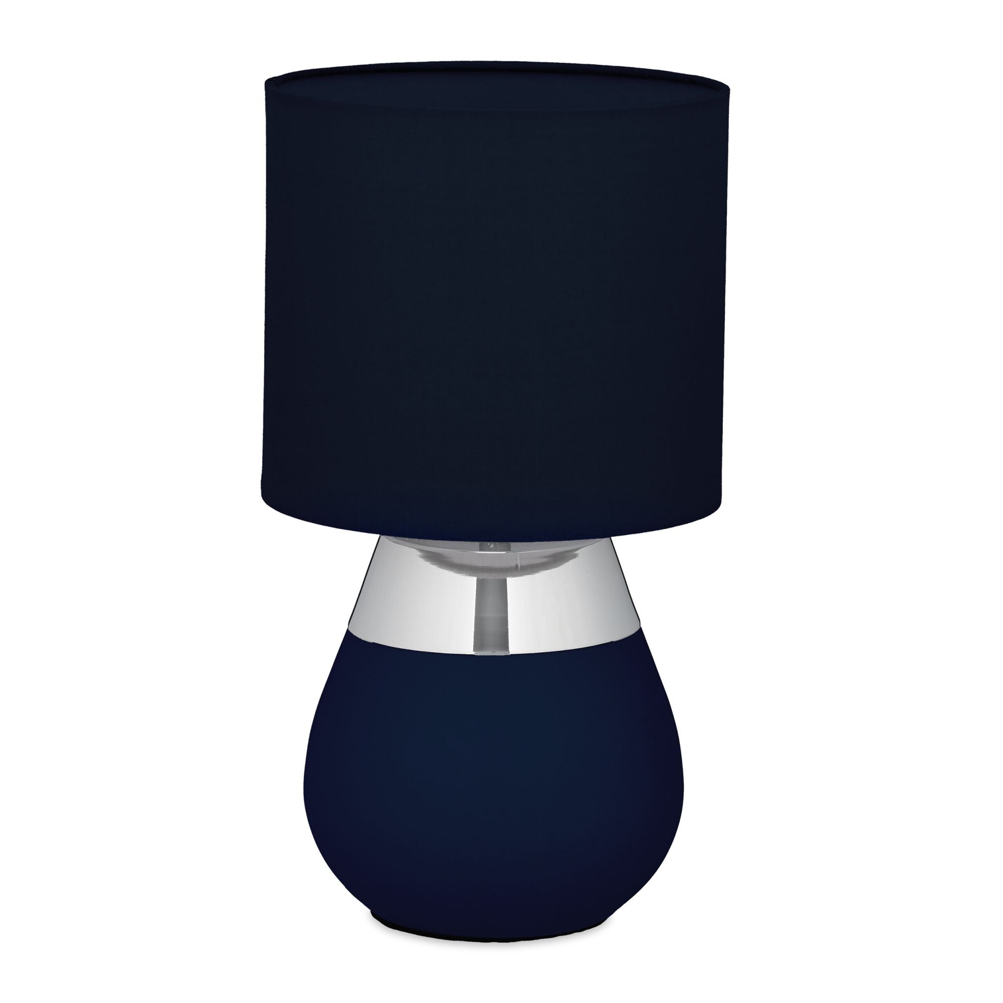 Tischlampe mit Stoffschirm Dunkelblau-Silber von Relaxdays