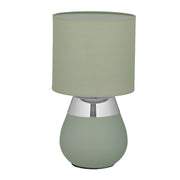 Tischlampe mit Stoffschirm Grün-Silber von Relaxdays