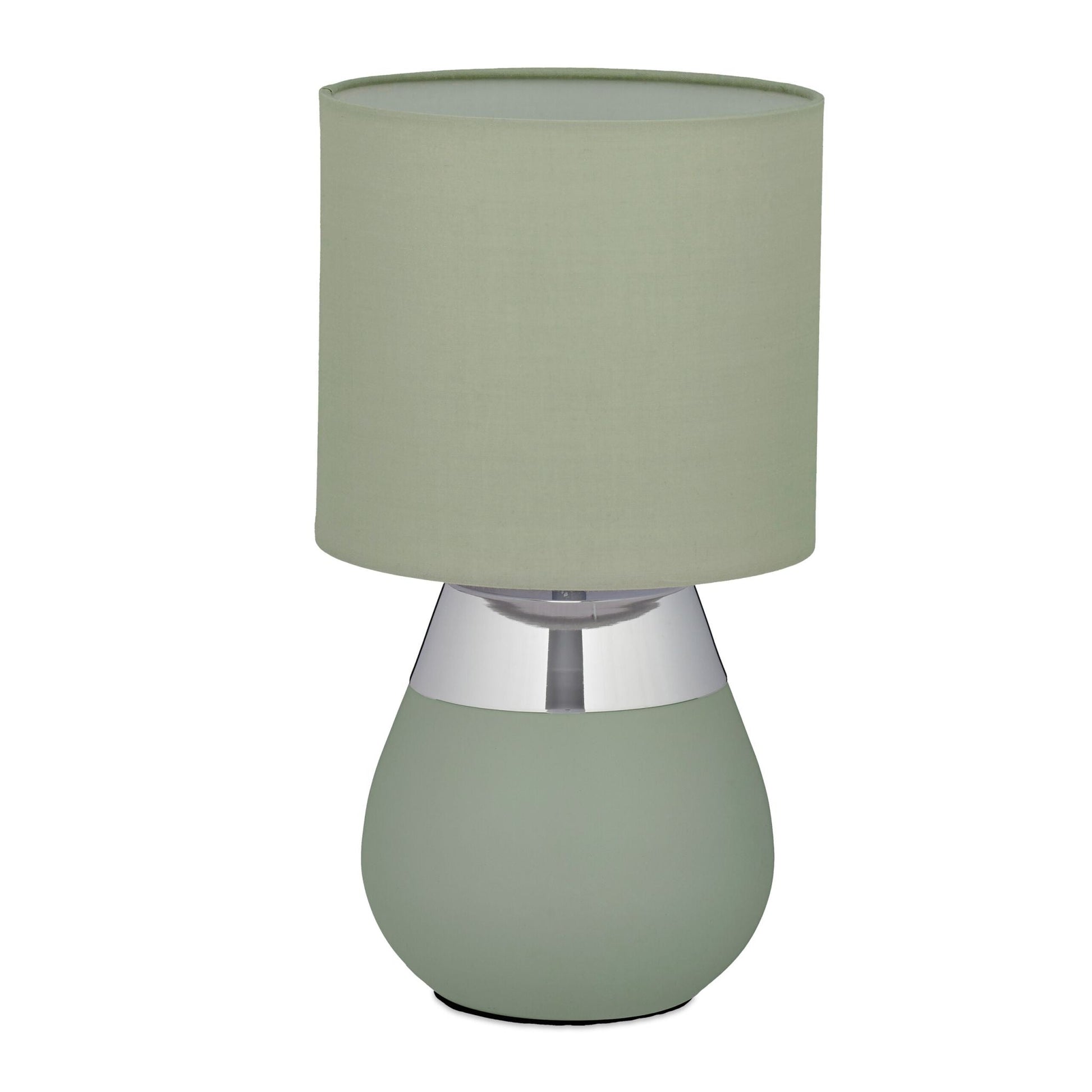 Tischlampe mit Stoffschirm Grün-Silber von Relaxdays