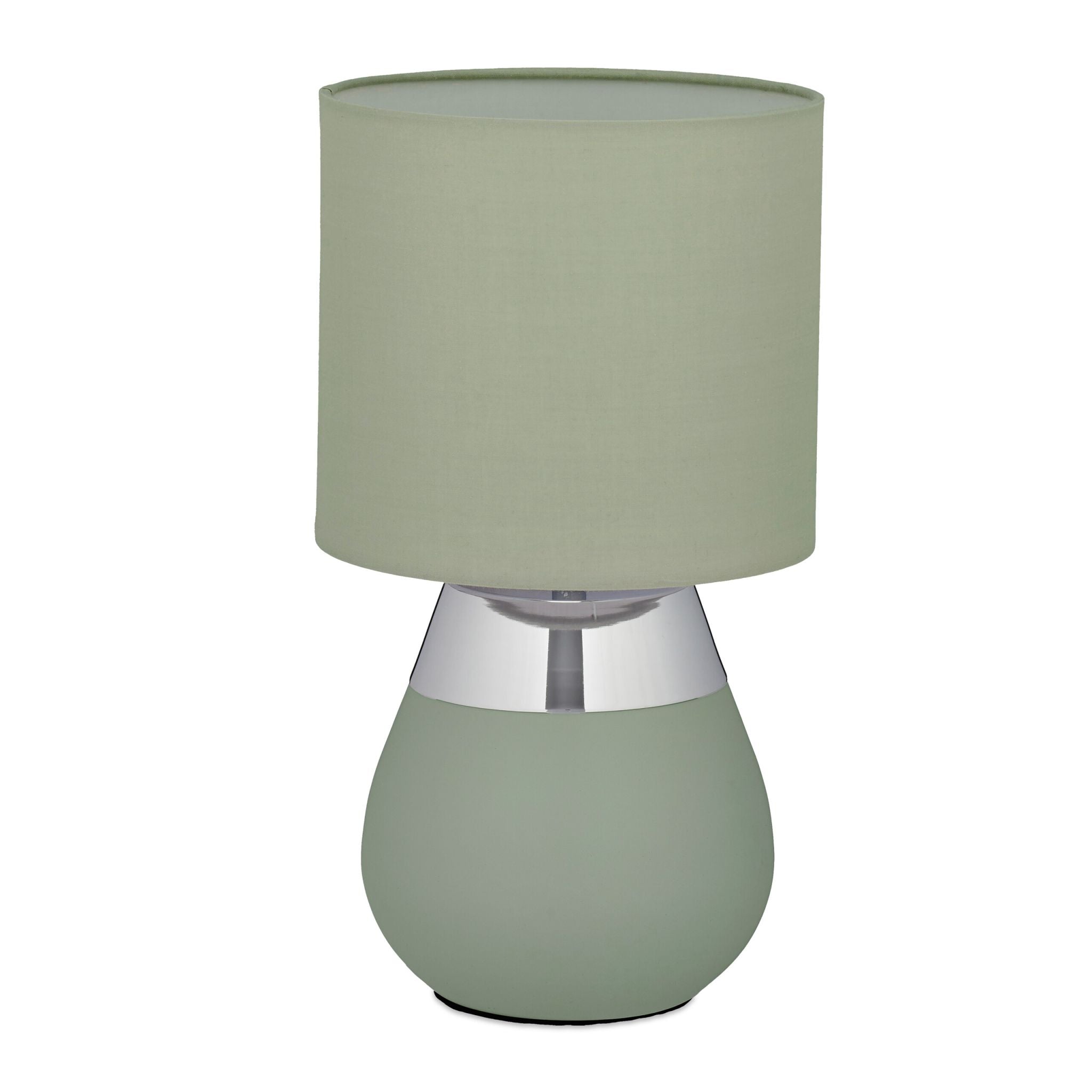 Tischlampe mit Stoffschirm Grün-Silber von Relaxdays