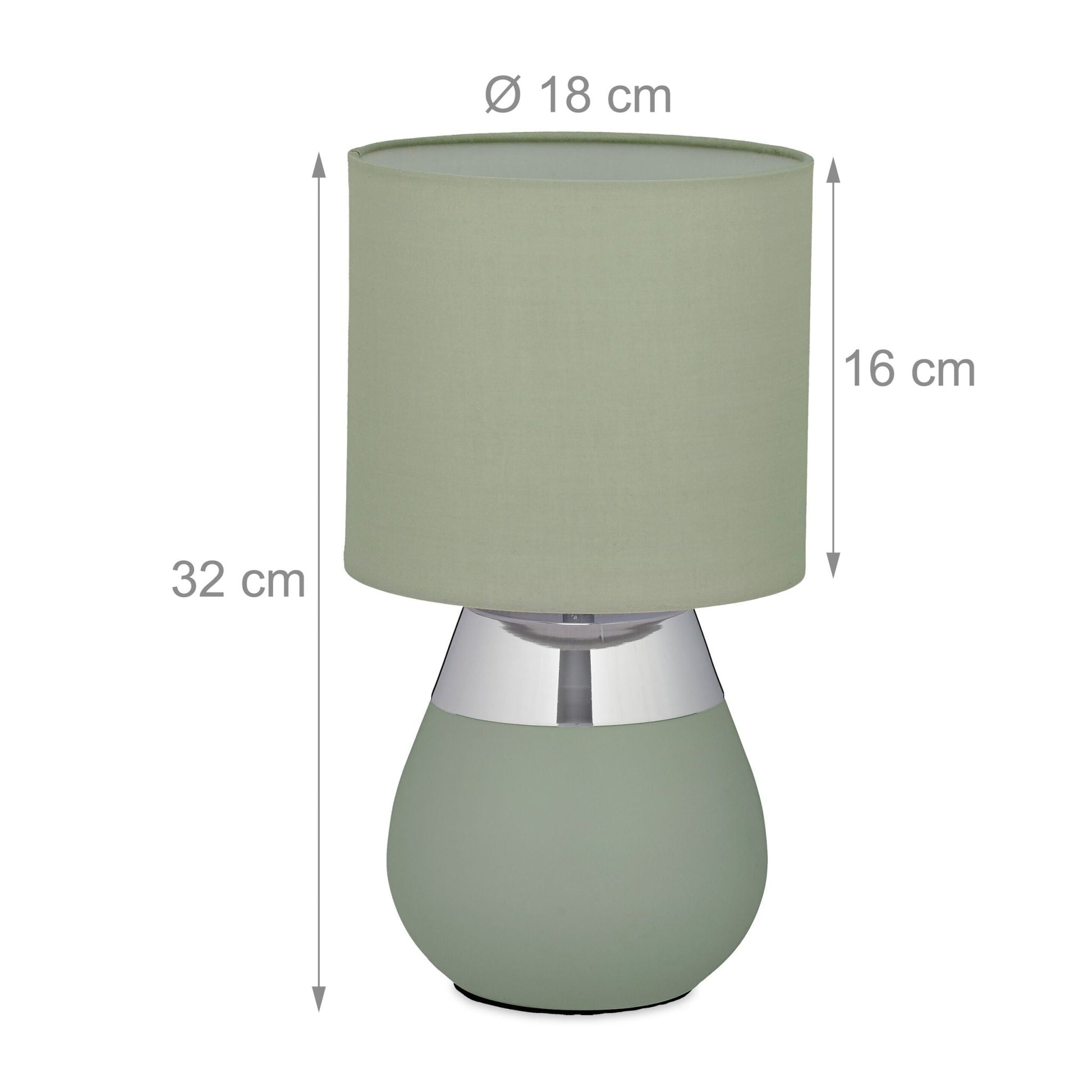 Tischlampe mit Stoffschirm Grün-Silber von Relaxdays