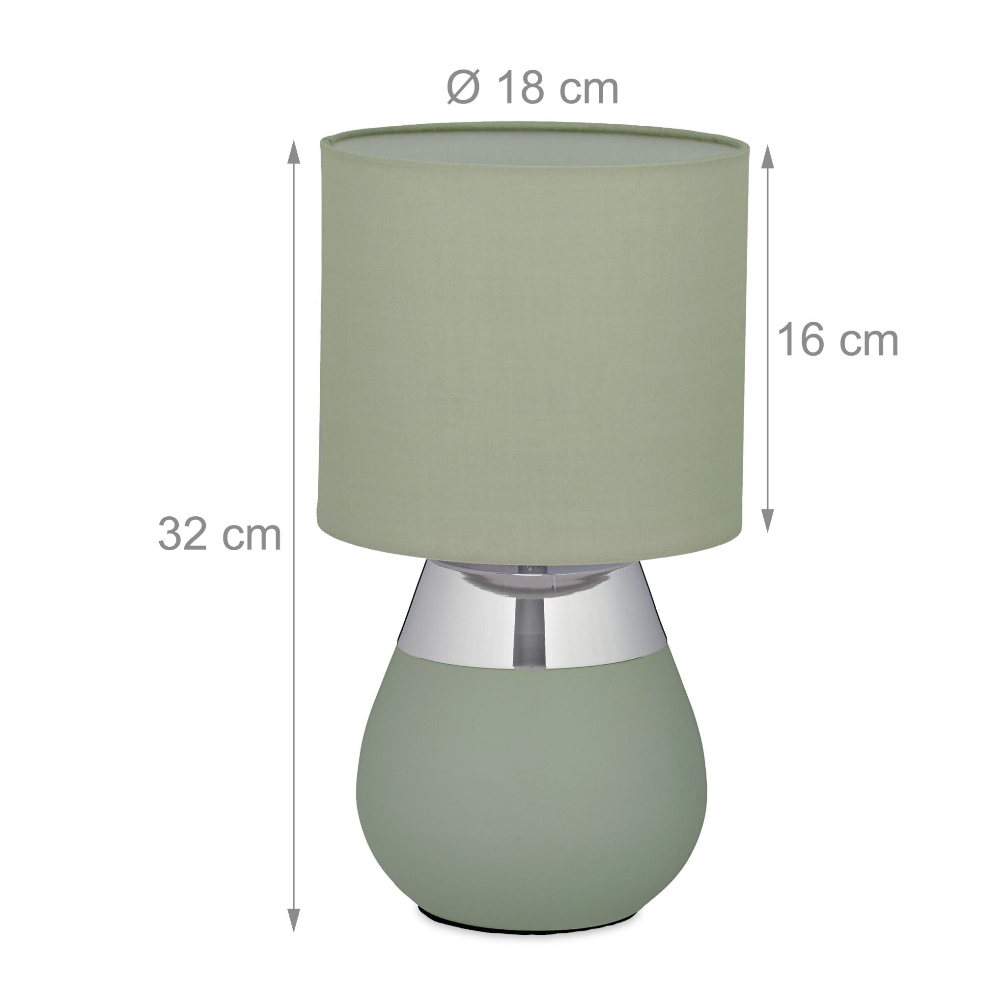 Tischlampe mit Stoffschirm Grün-Silber von Relaxdays