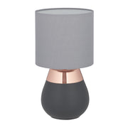 Tischlampe mit Stoffschirm Anthrazit-Kupfer-Grau von Relaxdays
