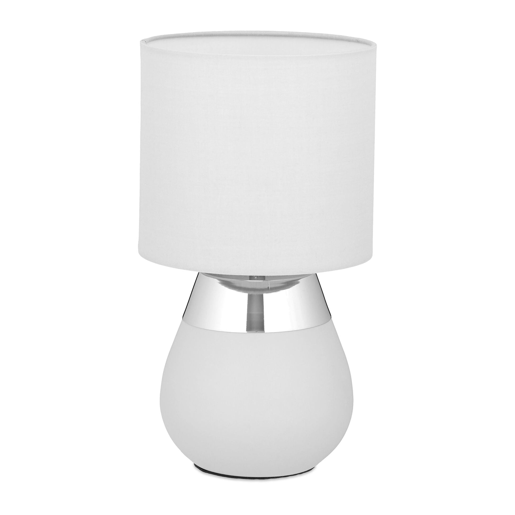 Tischlampe mit Stoffschirm Silber-Grau von Relaxdays